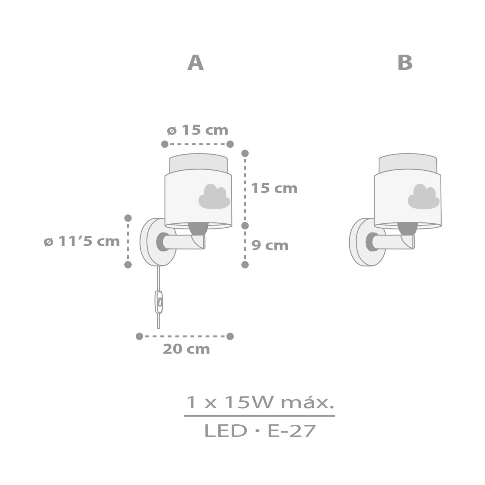 Dalber Baby Dreams Wandleuchte mit Stecker, grau günstig online kaufen