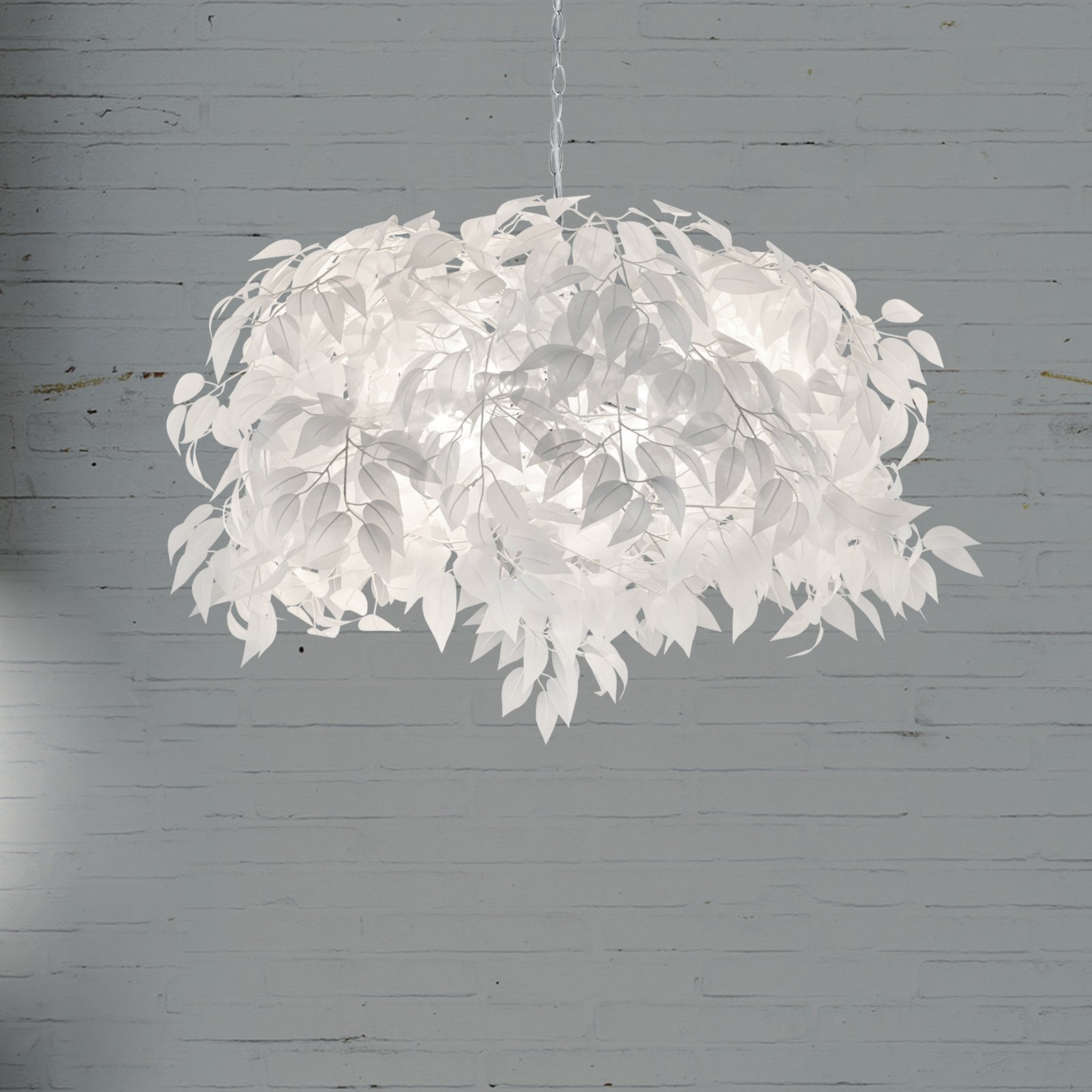 Leavy hanging light, chrome/white, Ø 70 cm, plastic