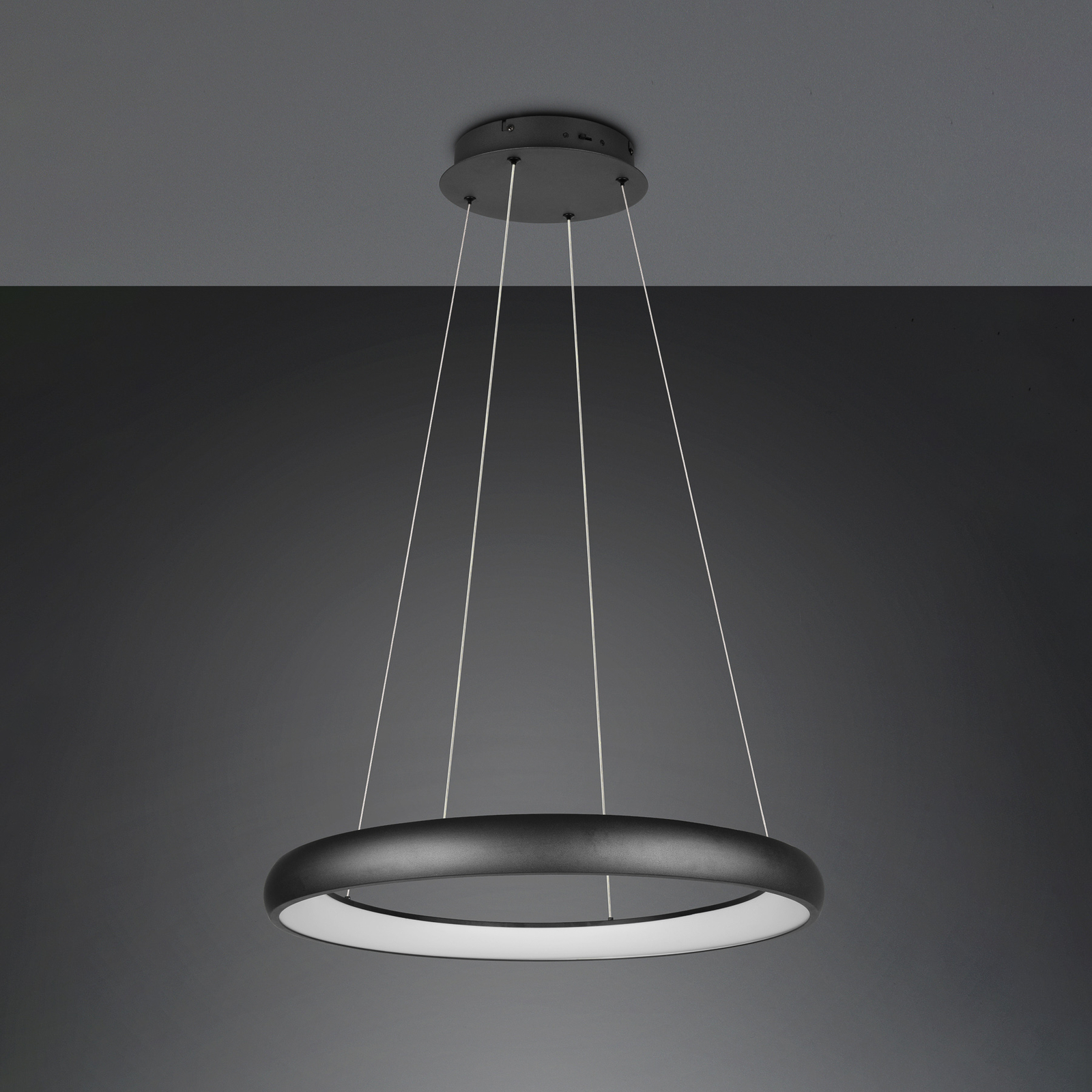 Suspension LED Cardona, Ø 75 cm, noir, CCT, métal