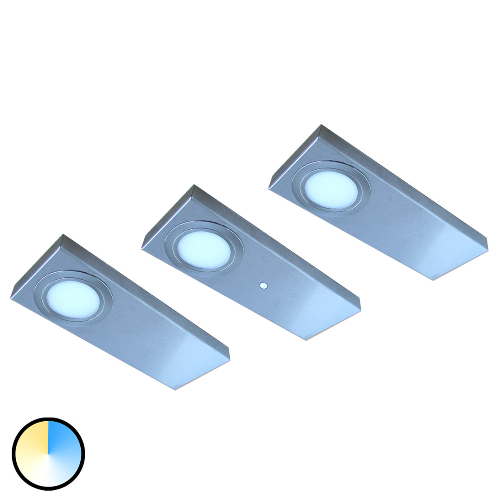 3er-Set LED-Unterbauleuchte Tain mit Color Switch