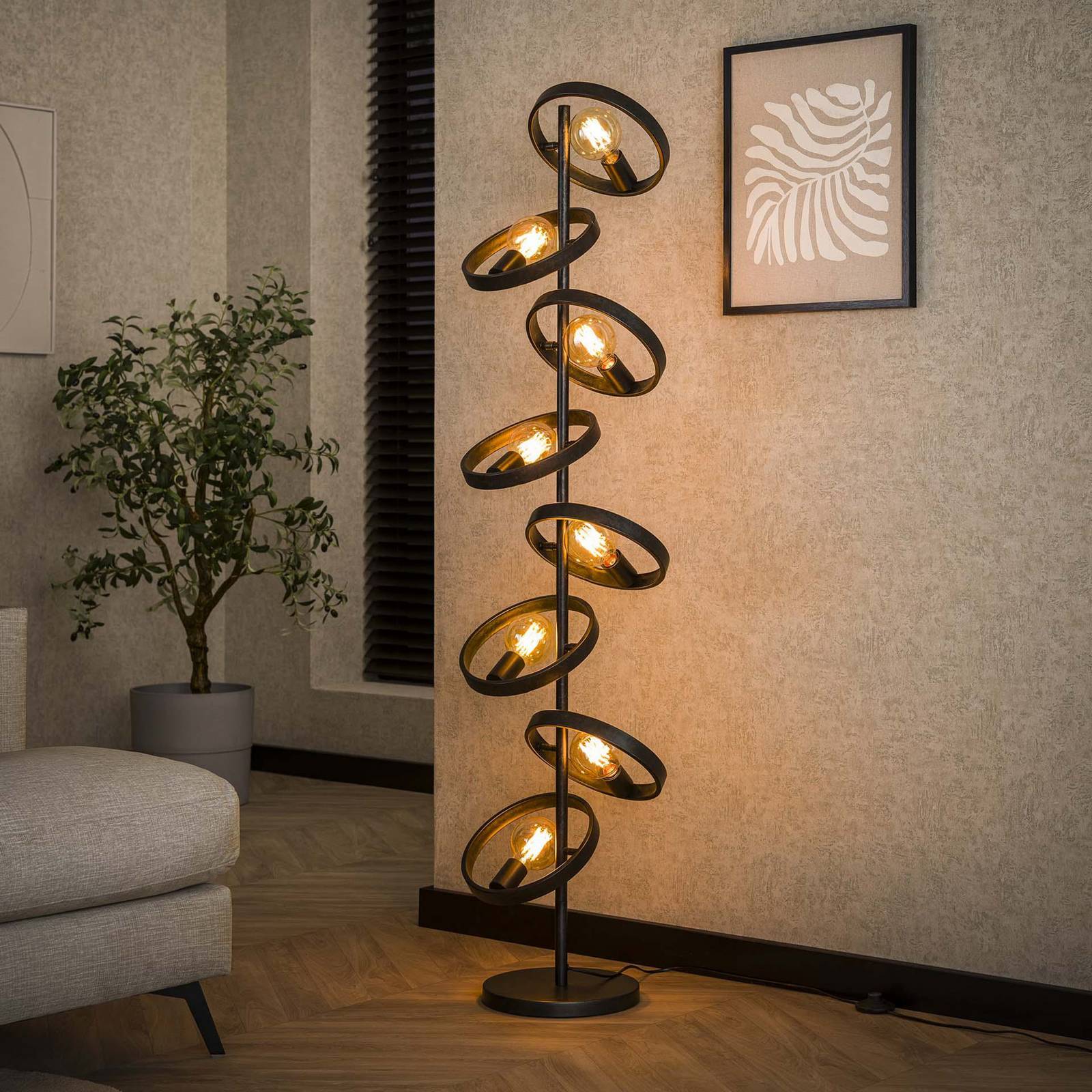Zijlstra Ringelbach vloerlamp, 8-lamps, antraciet, metaal, E27