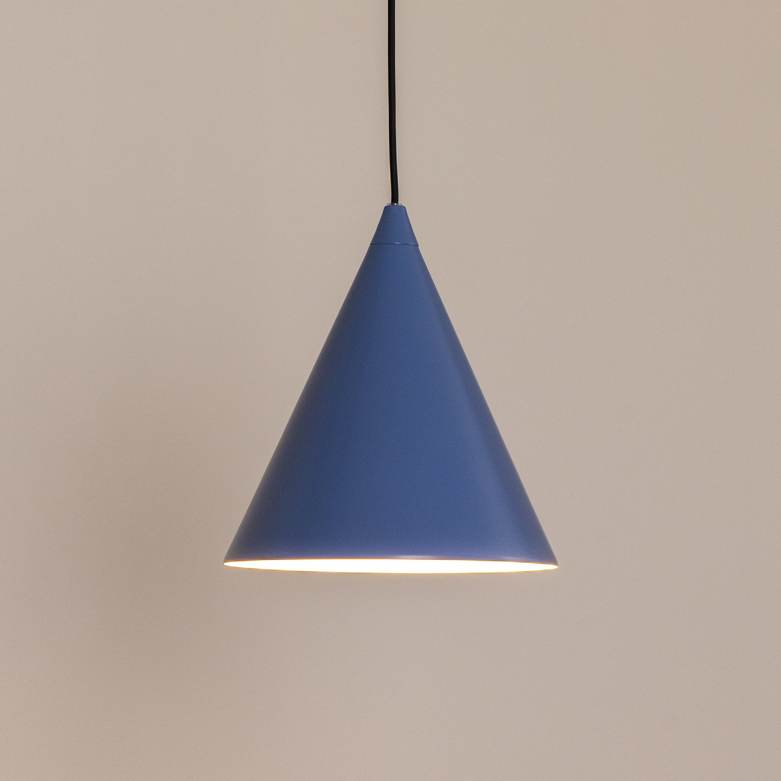 Suspension, forme, bleu fumé, métal, Ø 24 cm, cône, E27