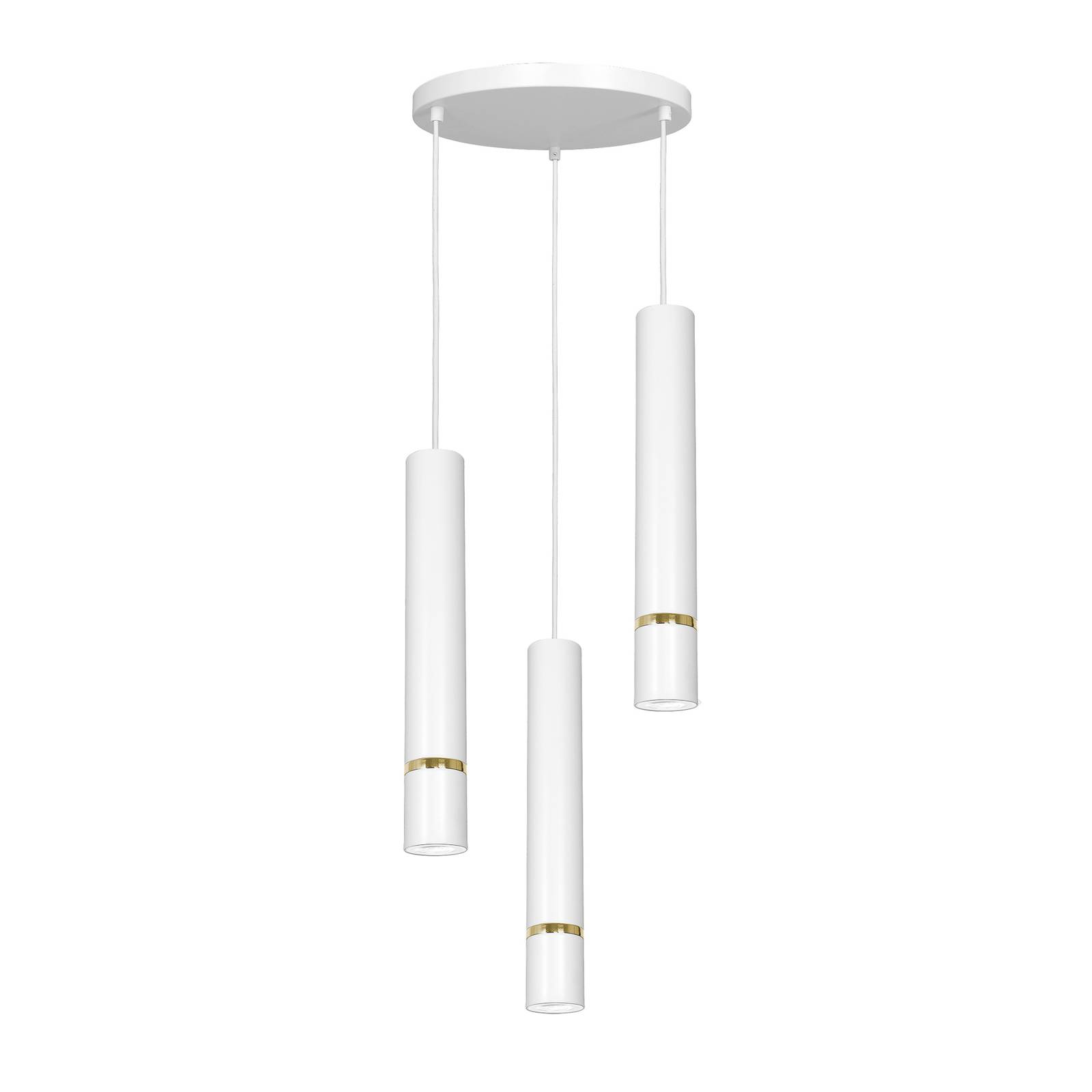 Suspension Rondo blanche/chromée 3 lampes, ronde