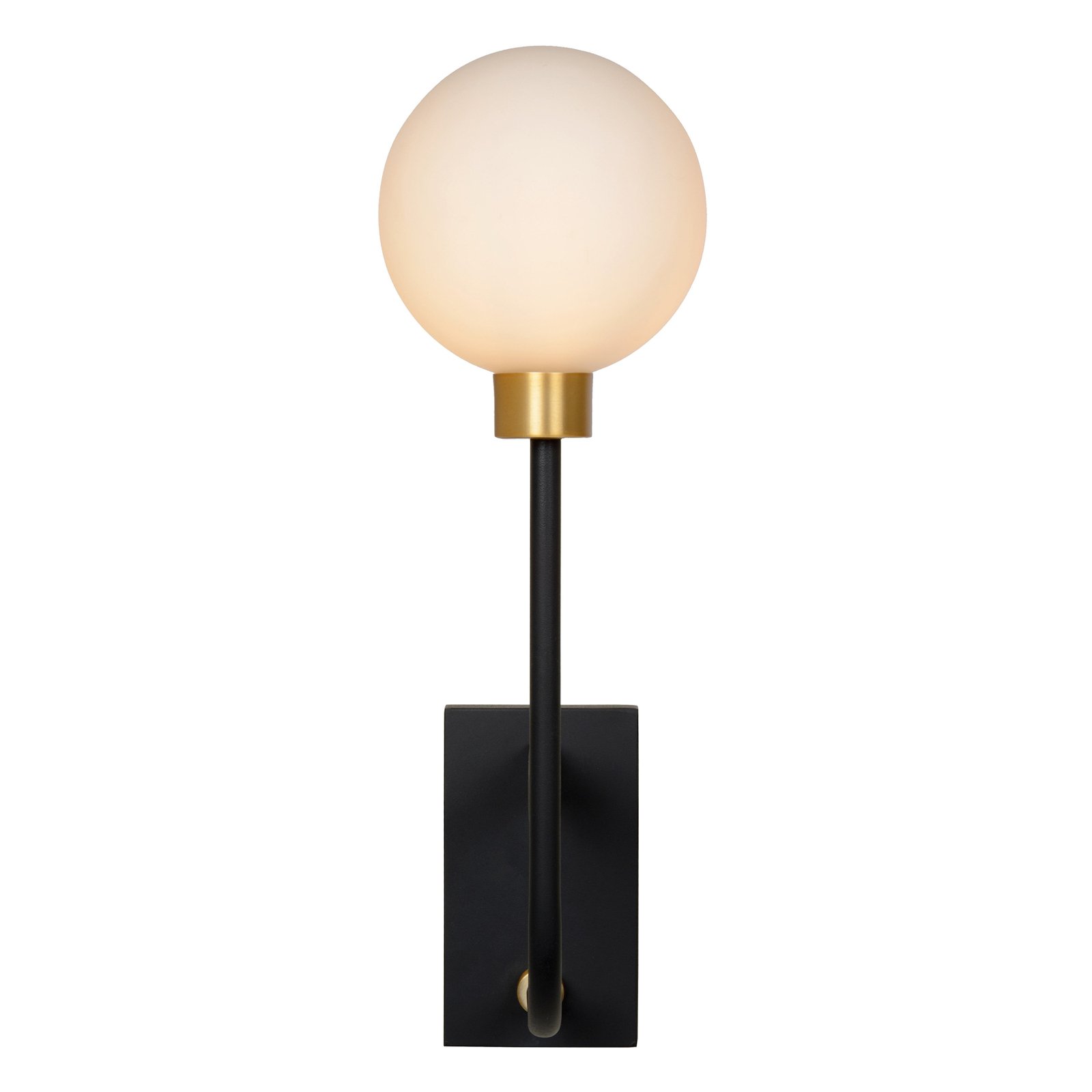 Berend wall light, glass, black/gold, 1-bulb