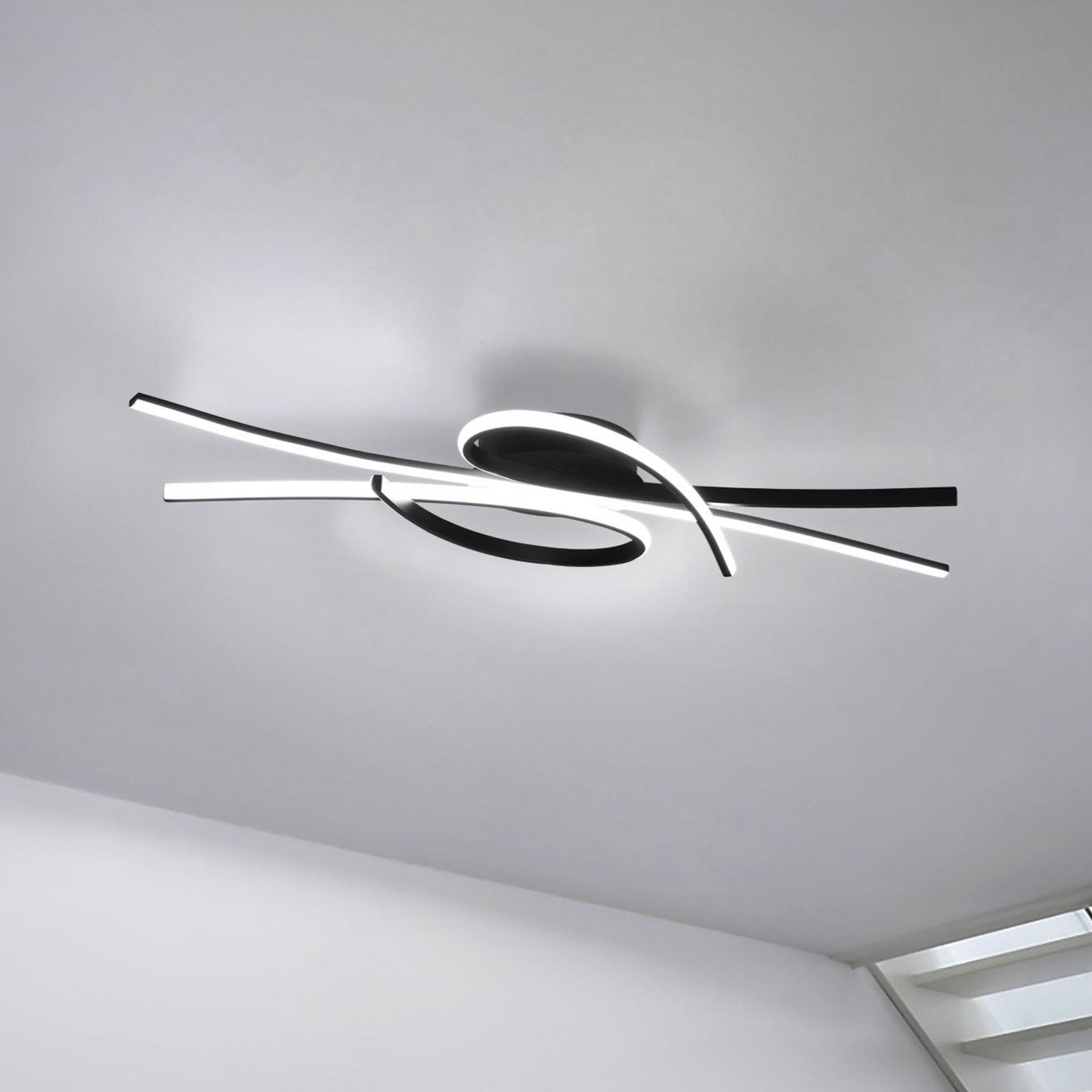 Plafonieră LED Biba, negru, lungime 100 cm, metal, CCT