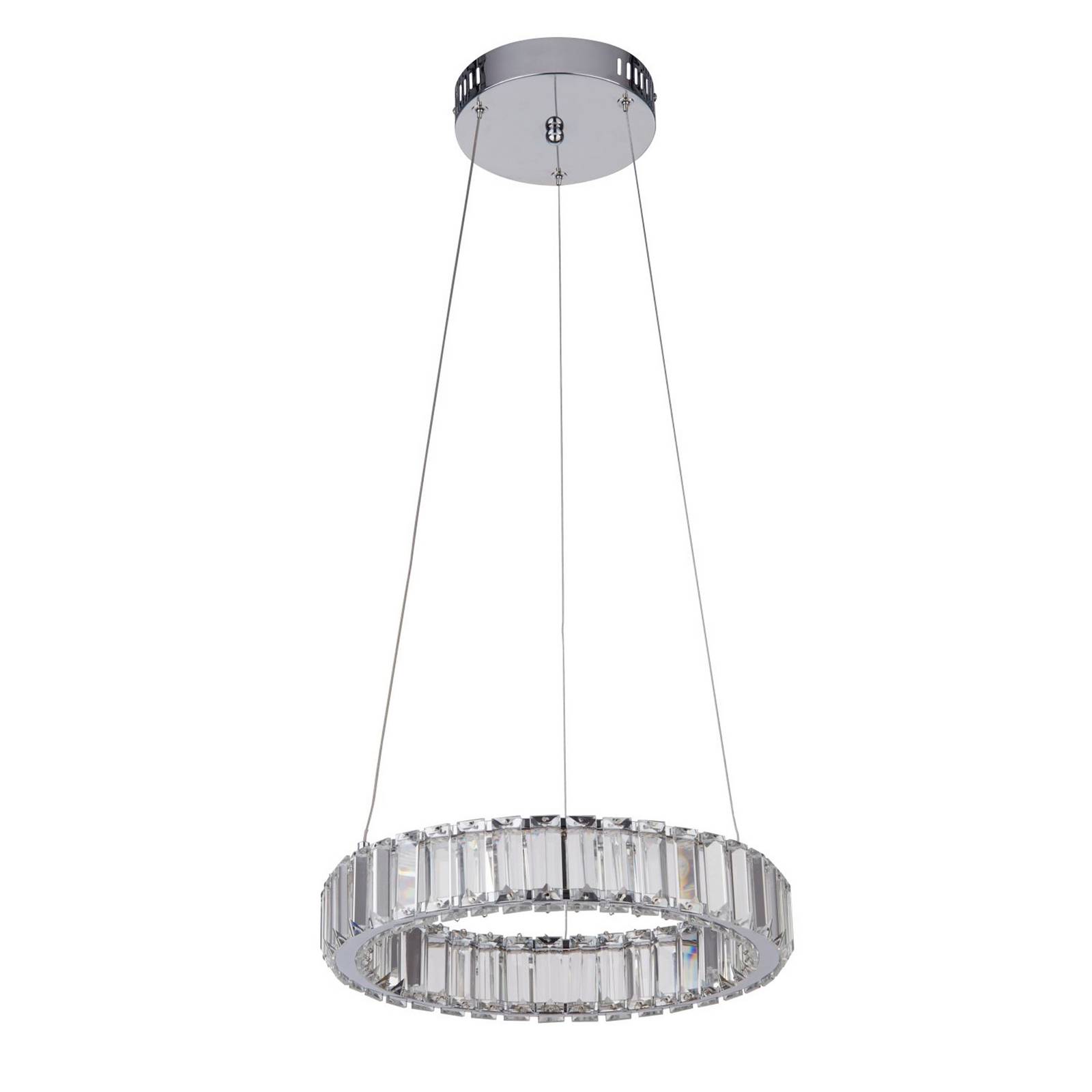 LED-Hängeleuchte Filumena, grau/klar, Metall/Glas, Ø 35 cm