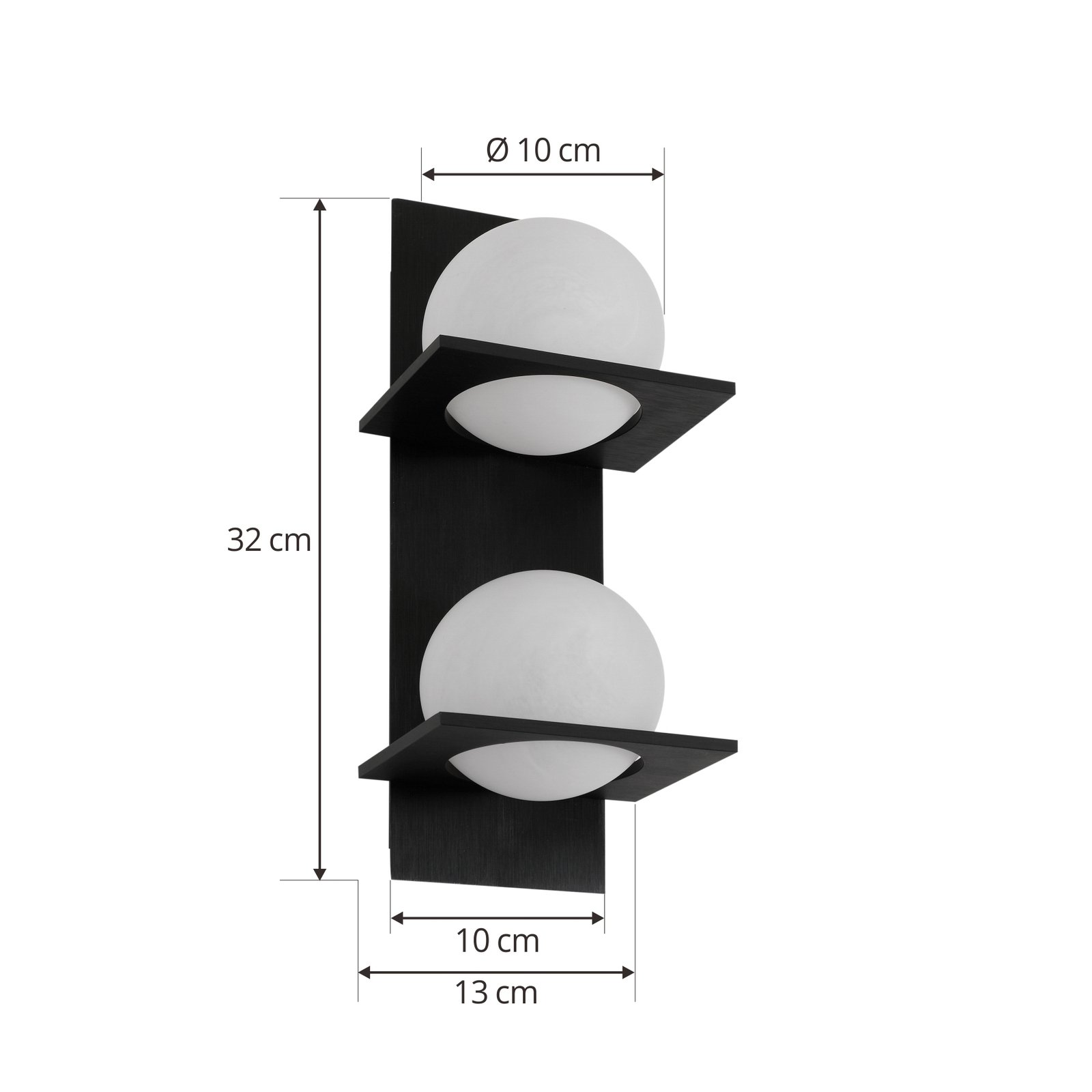 Kulka 2 Applique da Parete Opale/Nero - Lucande