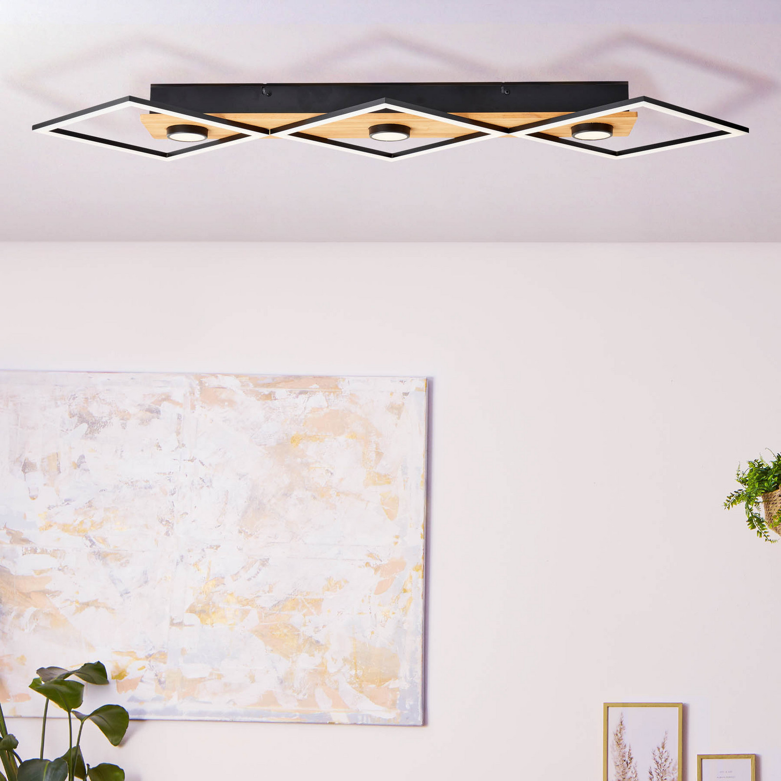 Brilliant Woodbridge plafonieră LED trei surse - Camera de zi / sufragerie - negru maro - Lemn