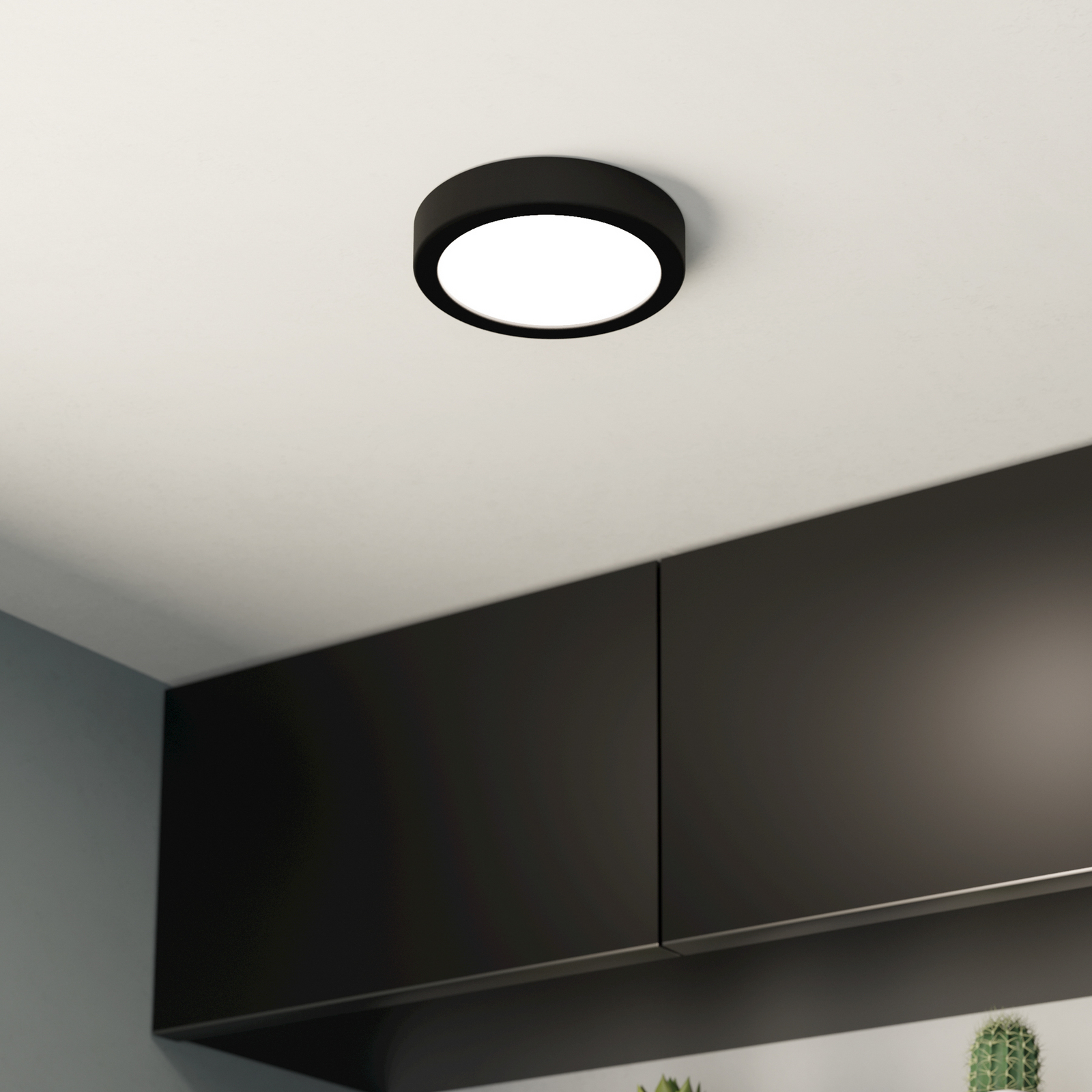 Plafoniera LED Fueva 5 IP44 3000K nero Ø16cm