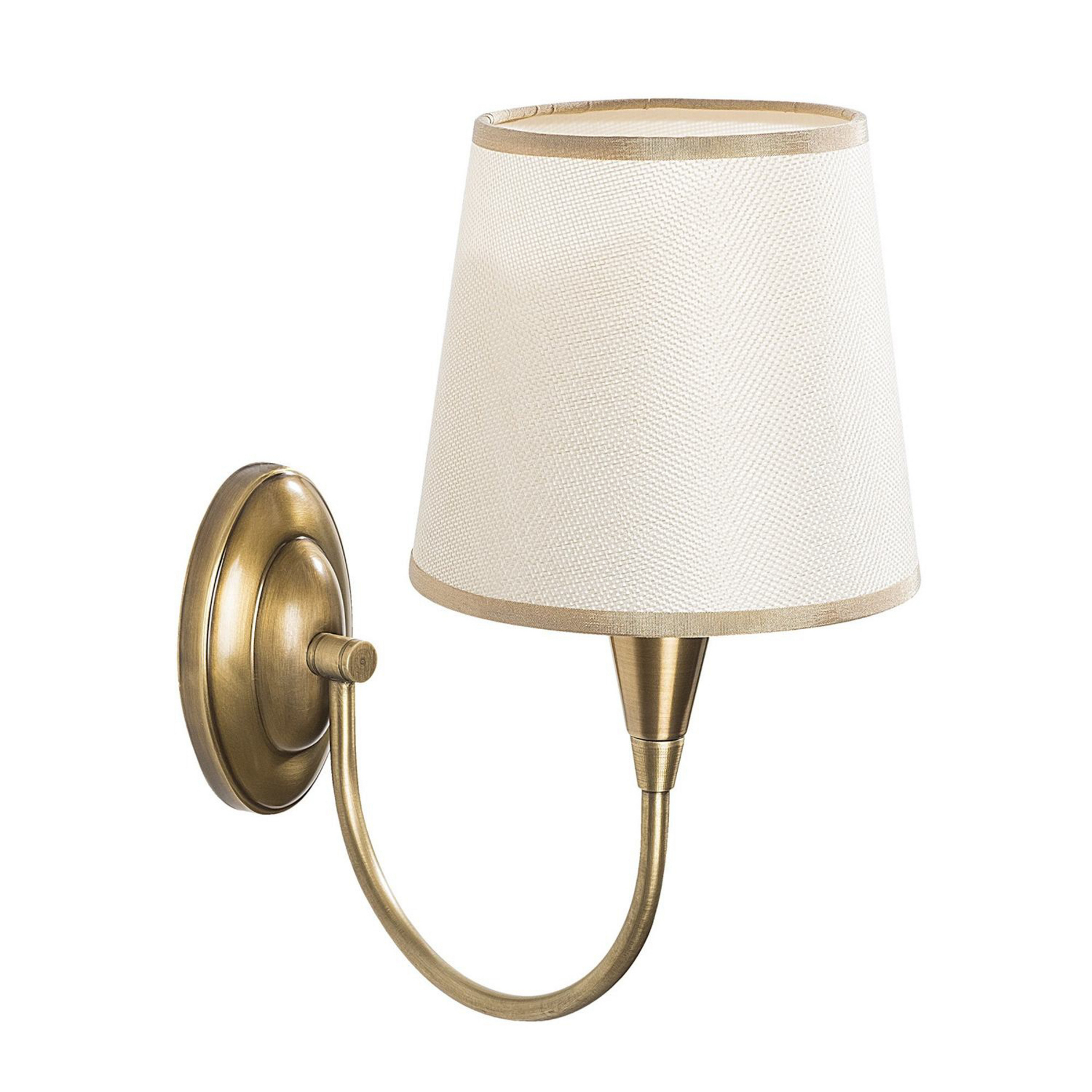 Vegglampe Pardo, messing, metall/stoff, høyde 31 cm, E27