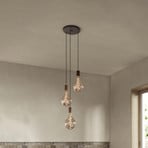 Tala Suspension Triple Pendant rond E27 clair noir/noix