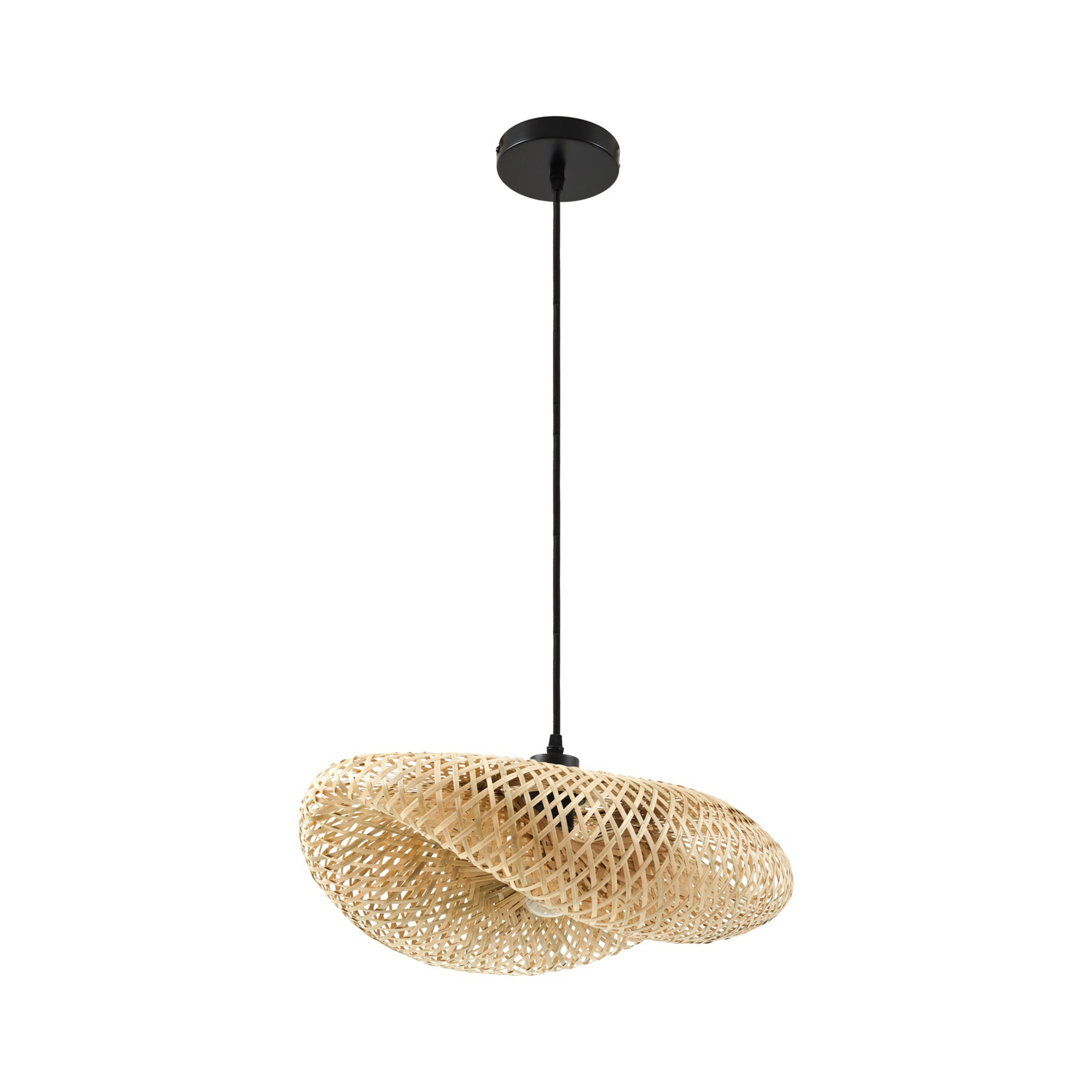 Candeeiro suspenso Eleane comprimento 50 cm E27 bambu natural - Lindby