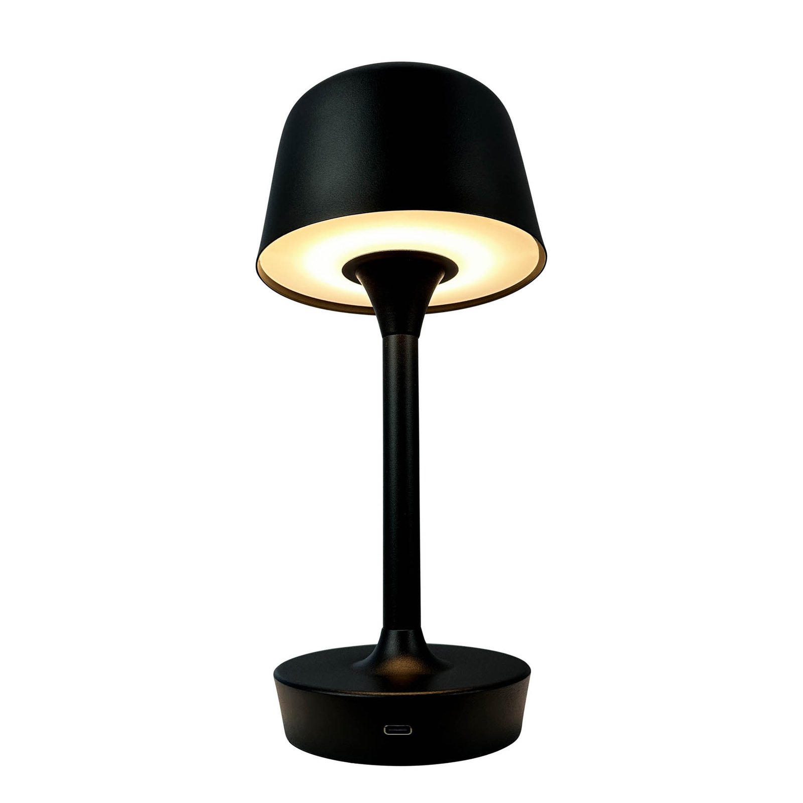 Dyberg Larsen LED dobíjecí stolní lampa Flow, černá, výška 25 cm