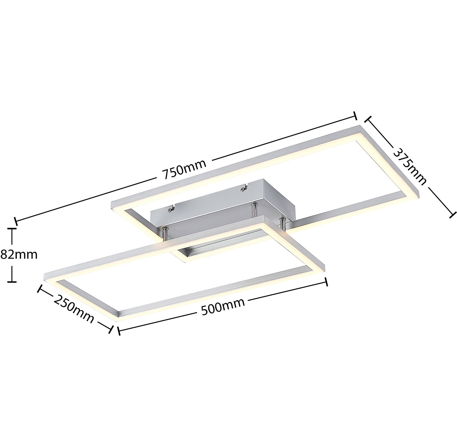 Lucande Muir plafonnier LED, rectangles