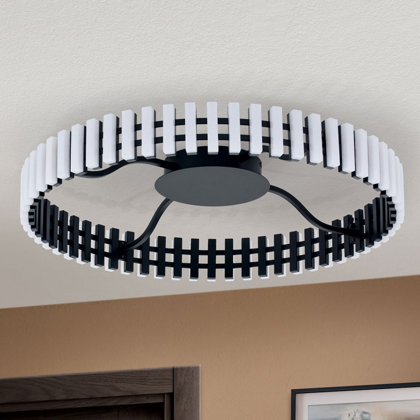 Mansion LED plafondlamp, zwart en wit Ø 63 cm