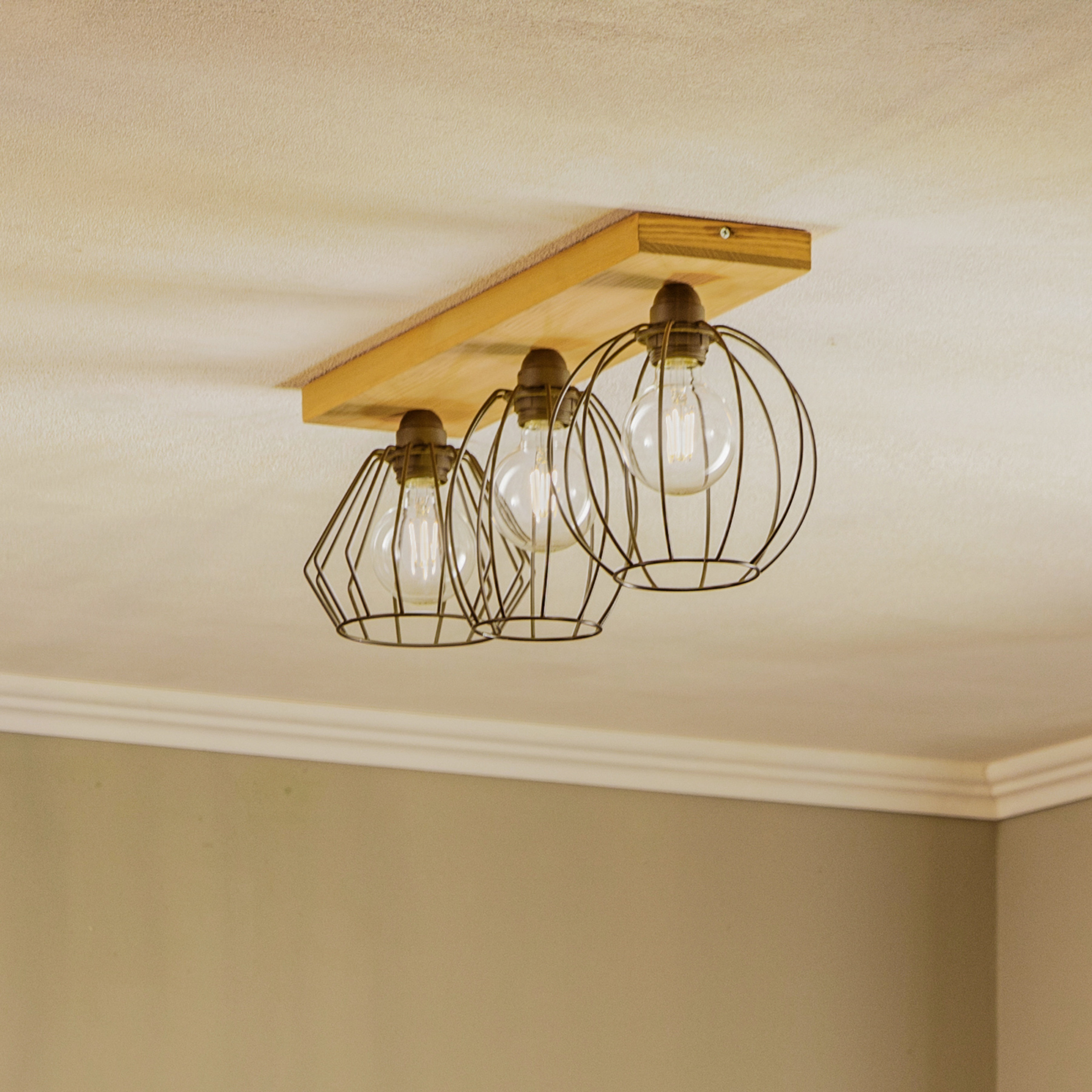 Envostar Various plafonnier 3 lampes, pin naturel