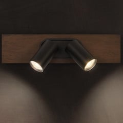 LEDVANCE LED stropný reflektor Mercury GU10, 2 svetlá, drevo/čierna