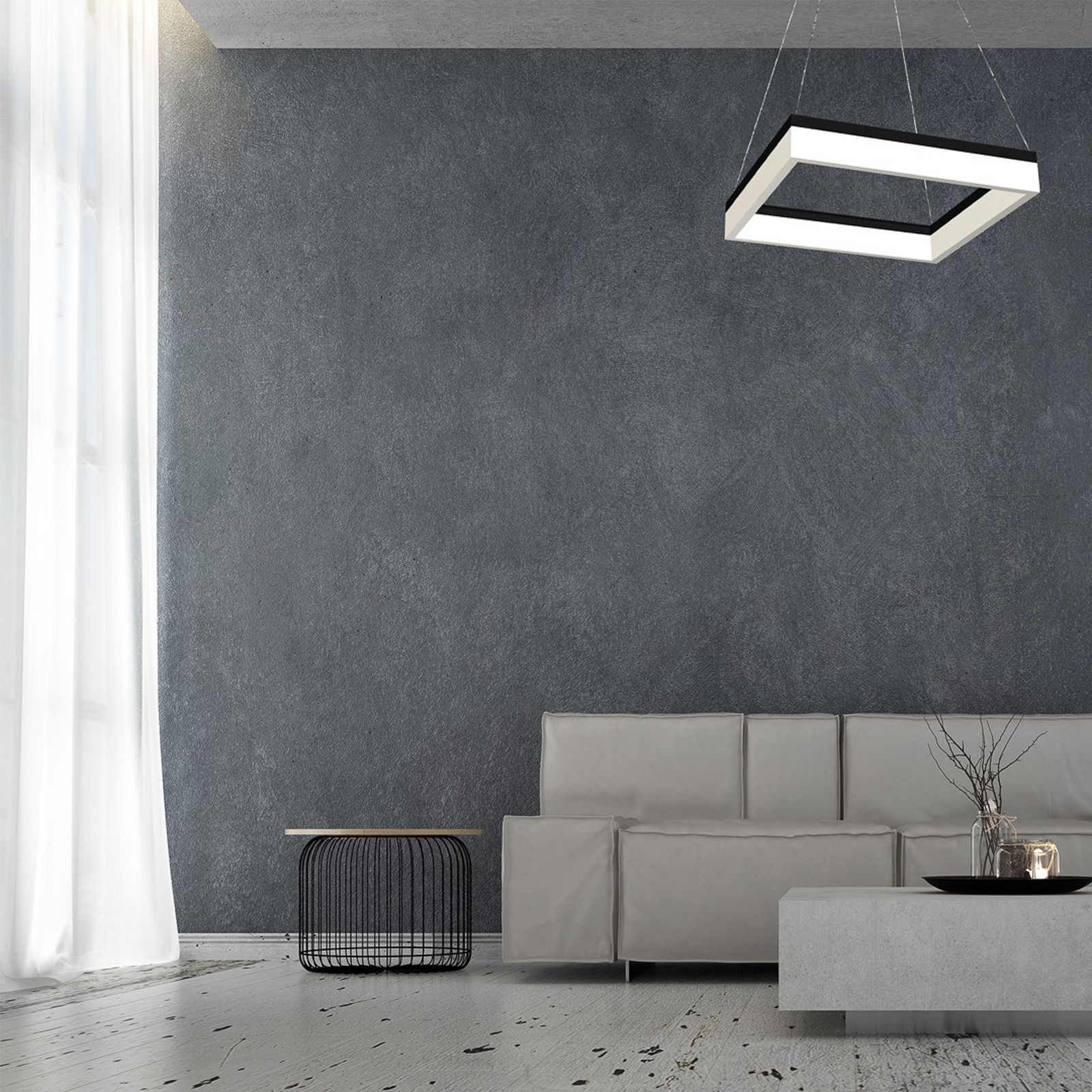 Eko-Light Suspensie cu LED Nero plastic negru o singură lumină 32 W - Camera de zi / sufragerie - modern - negru alb satinat