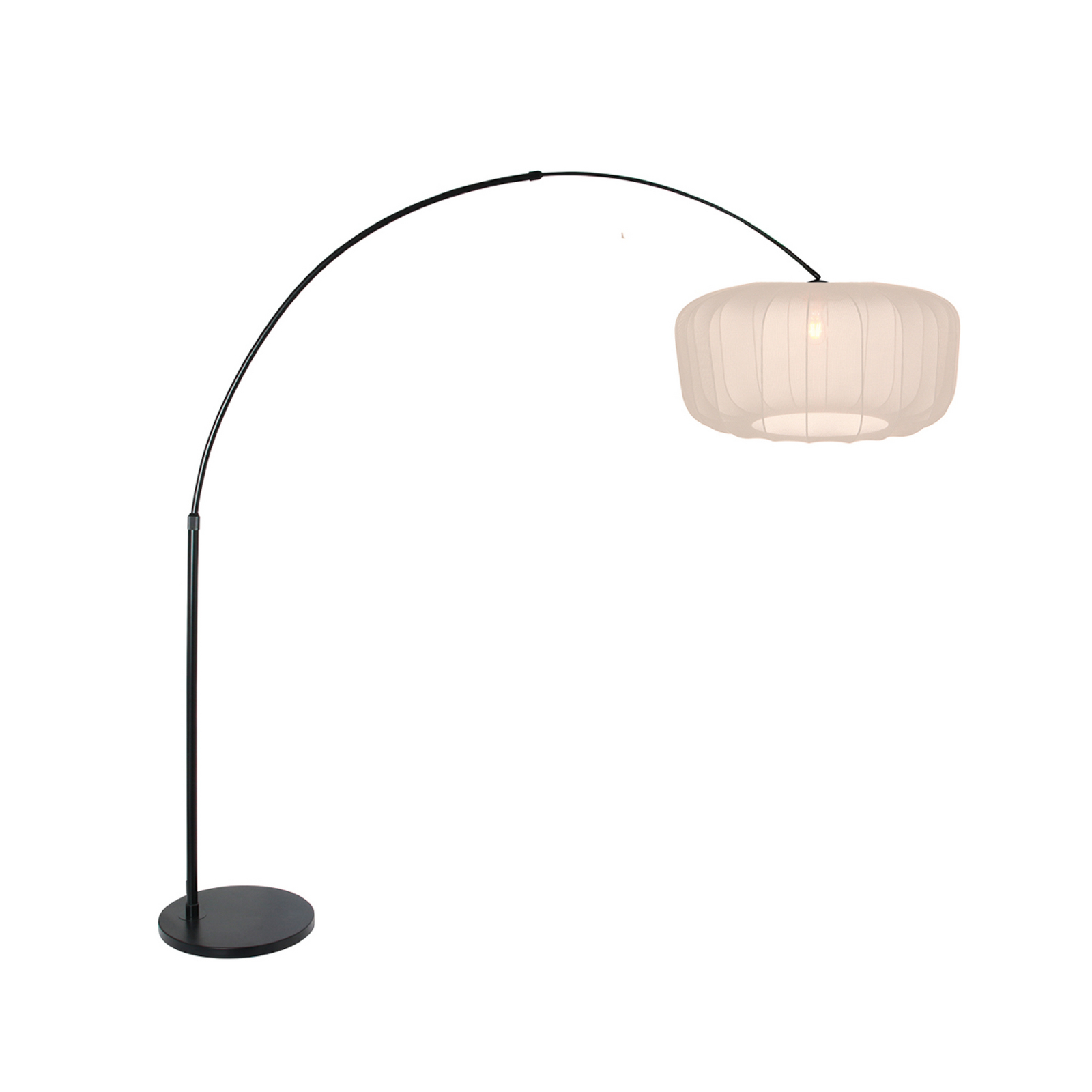 Kaareva lattiavalaisin Sparkled Light, musta/kermanvärinen nailon, 240 cm