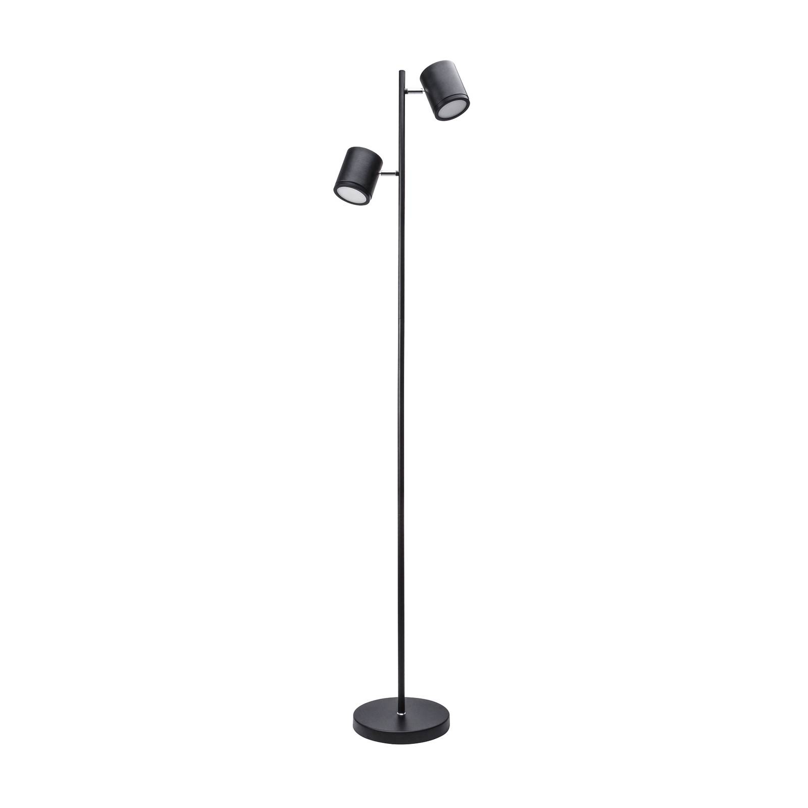 Lindby Emelja LED floor lamp, two-bulb black, for Living / Dining Room, iron, GU10, 6 W, H: 153 cm