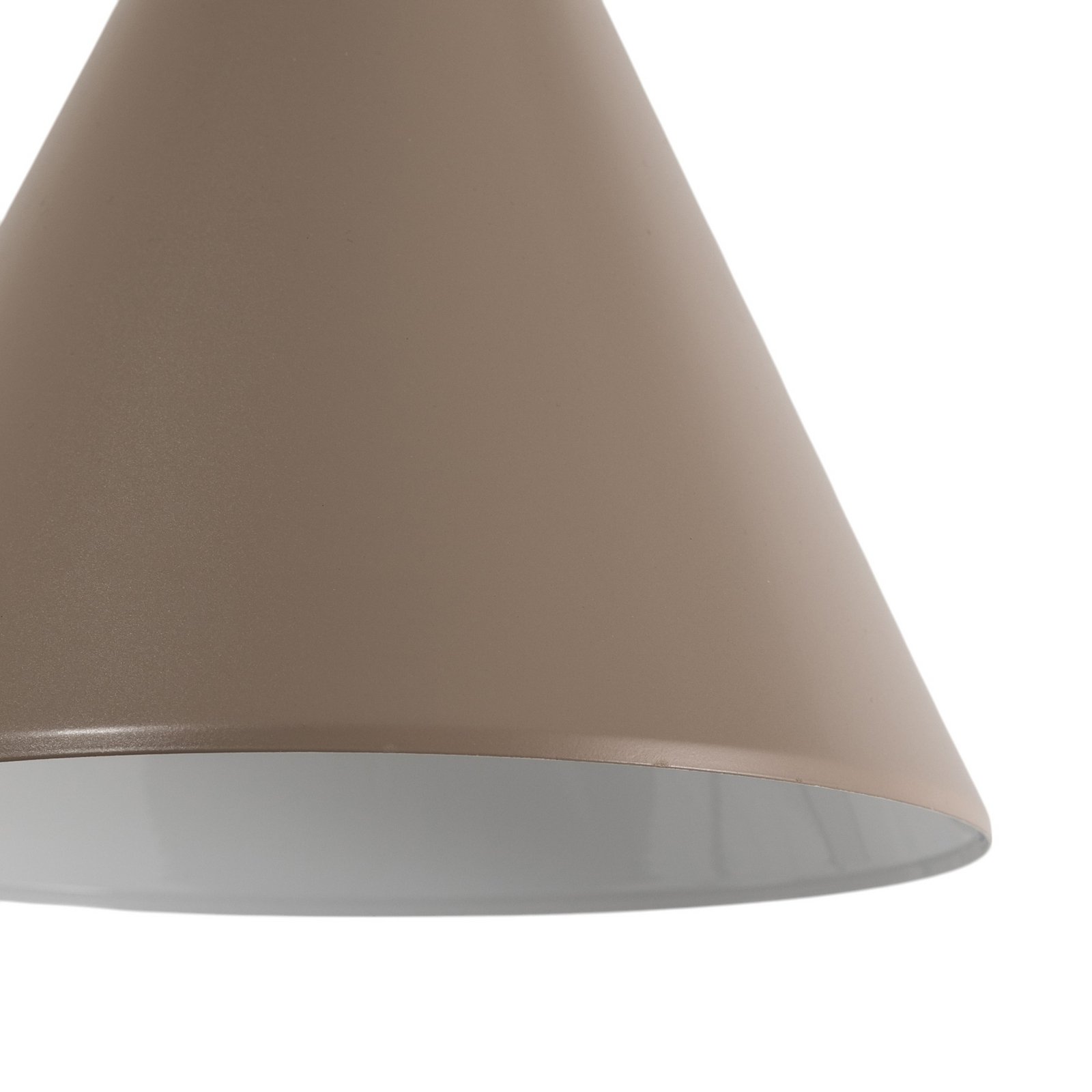 Pendant light, beige, metal, cone-shaped, 1-bulb, E27