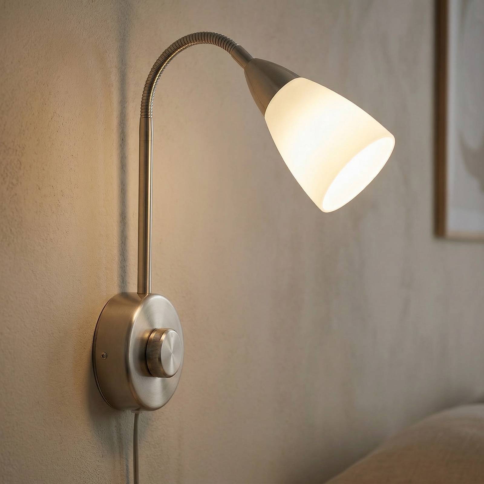 Briloner Lampe sur prise à intensité variable Dimmi nickel mat