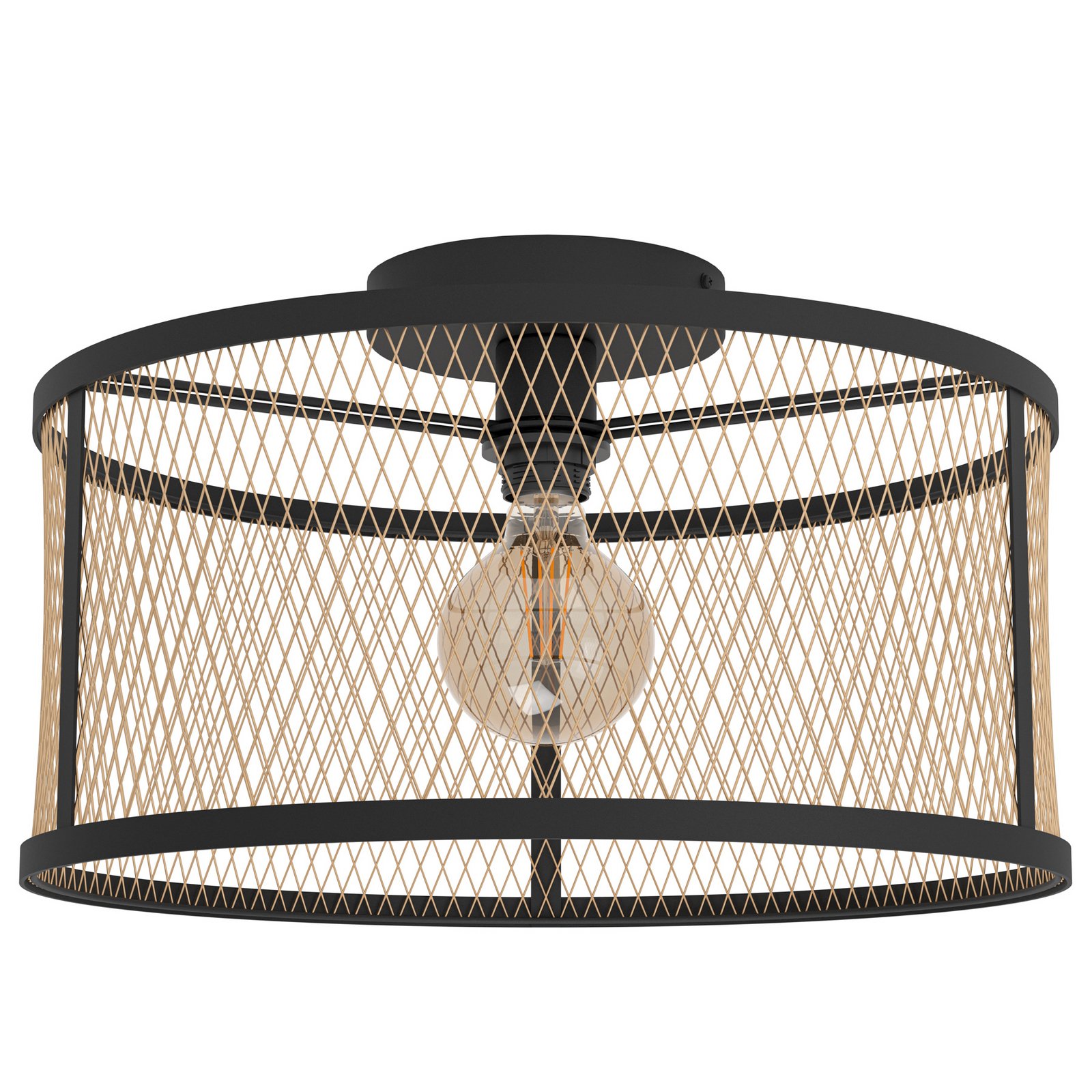 Stropní svítidlo Dellow, Ø 45 cm, černá/mosazná barva, ocel