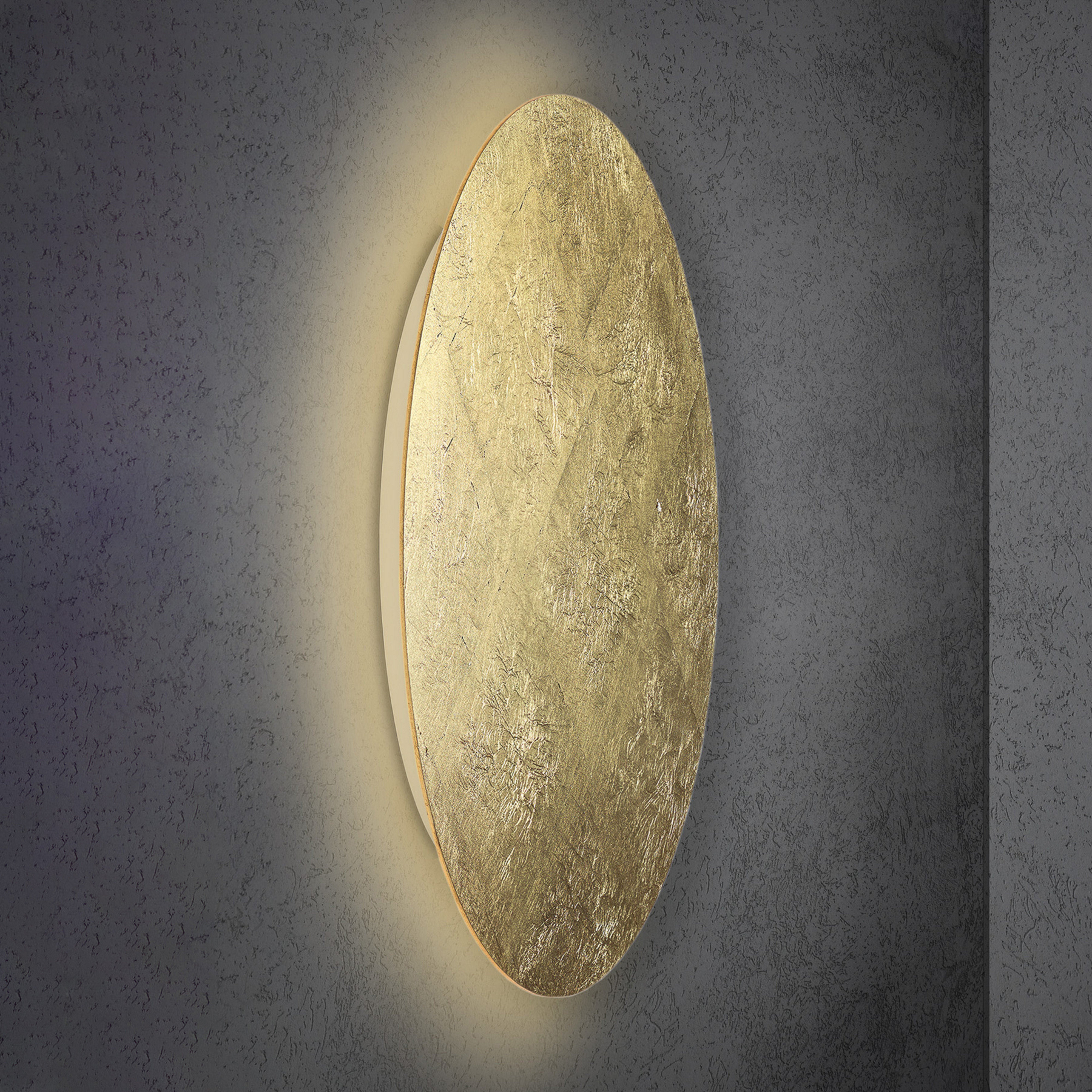 Φωτιστικό τοίχου Escale Blade LED, φύλλο χρυσού, Ø 95 cm