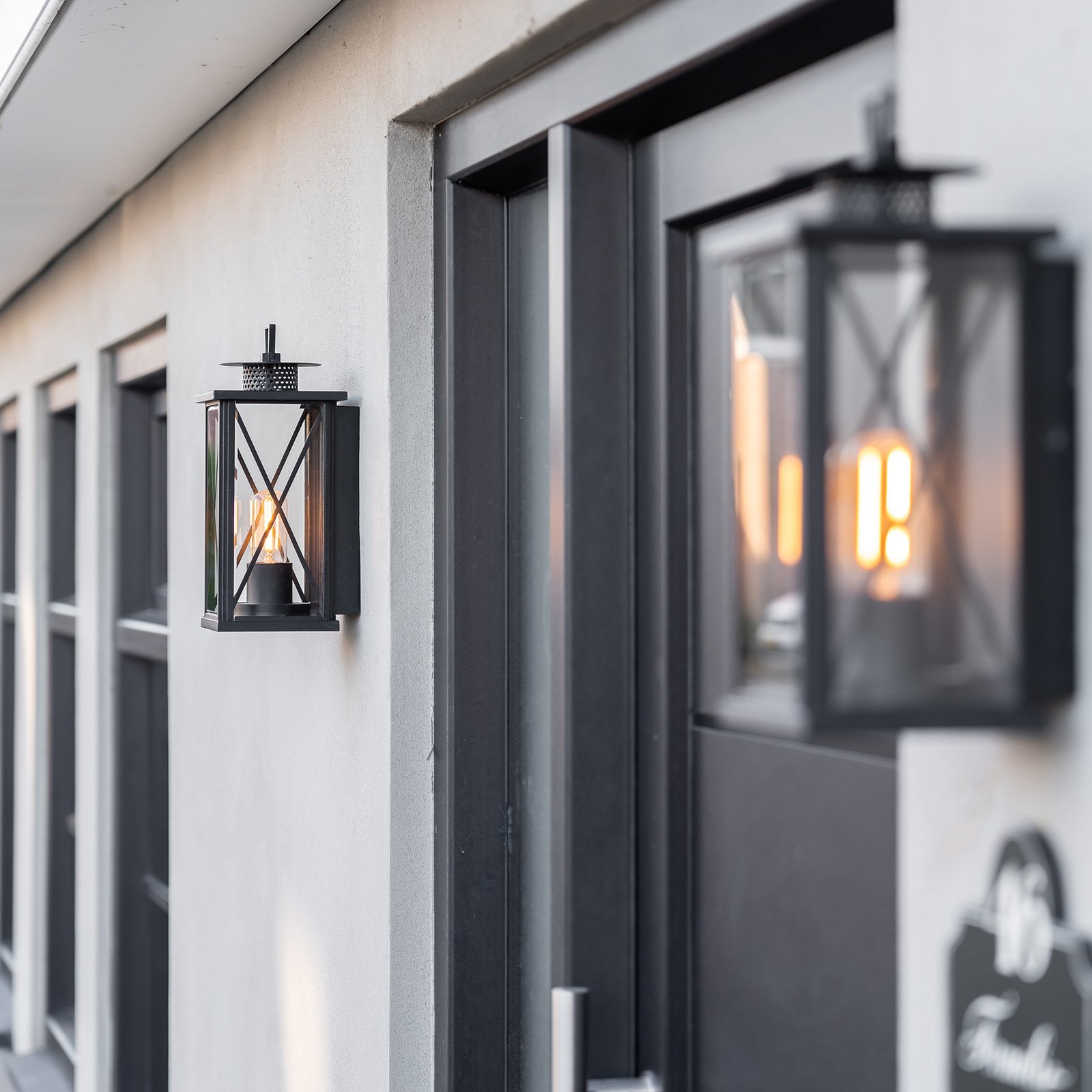 Außenwandleuchte Winchester, Laterne, schwarz/klar Außenwandleuchte Winchester, Laterne, schwarz/klar