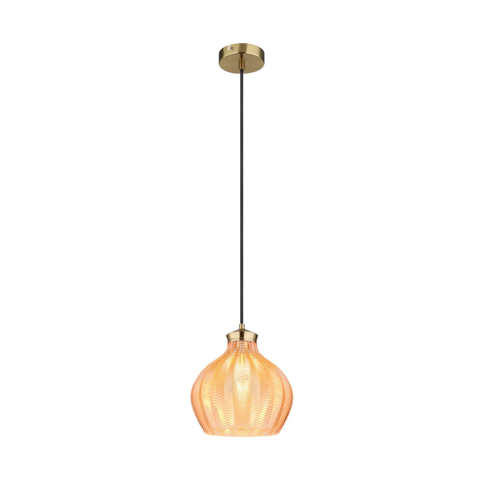 Hängelampe Jessica, Ø 22 cm, amberfarben, Glas