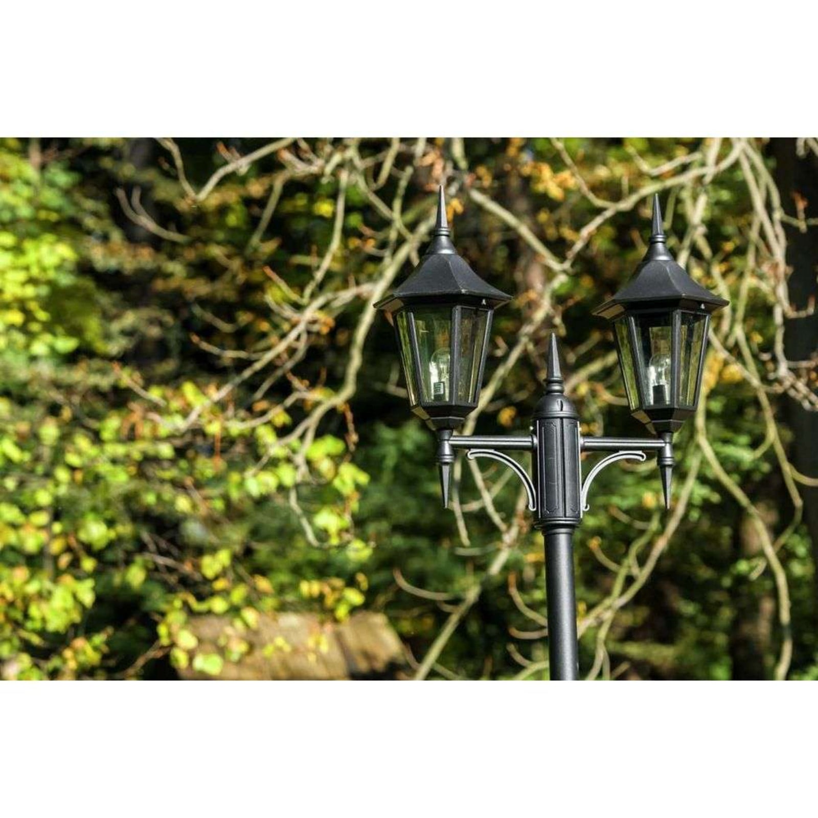 Modena 2 Udendørs Parklampe Bred m/Markfæste Sort Norlys - Terrasse - Aluminium