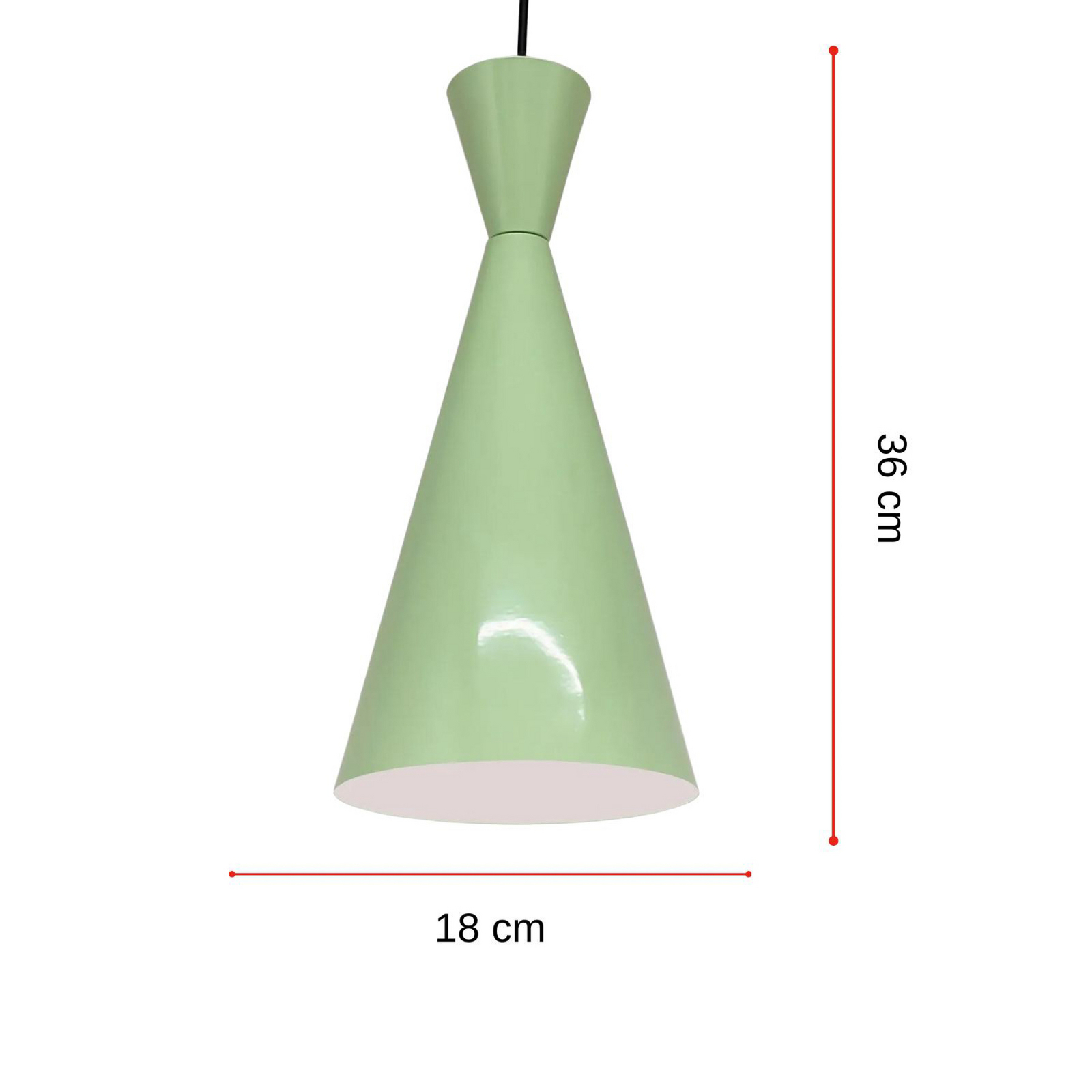 Lampa wisząca Glenora, miętowa zieleń/biały, metal, Ø 18 cm