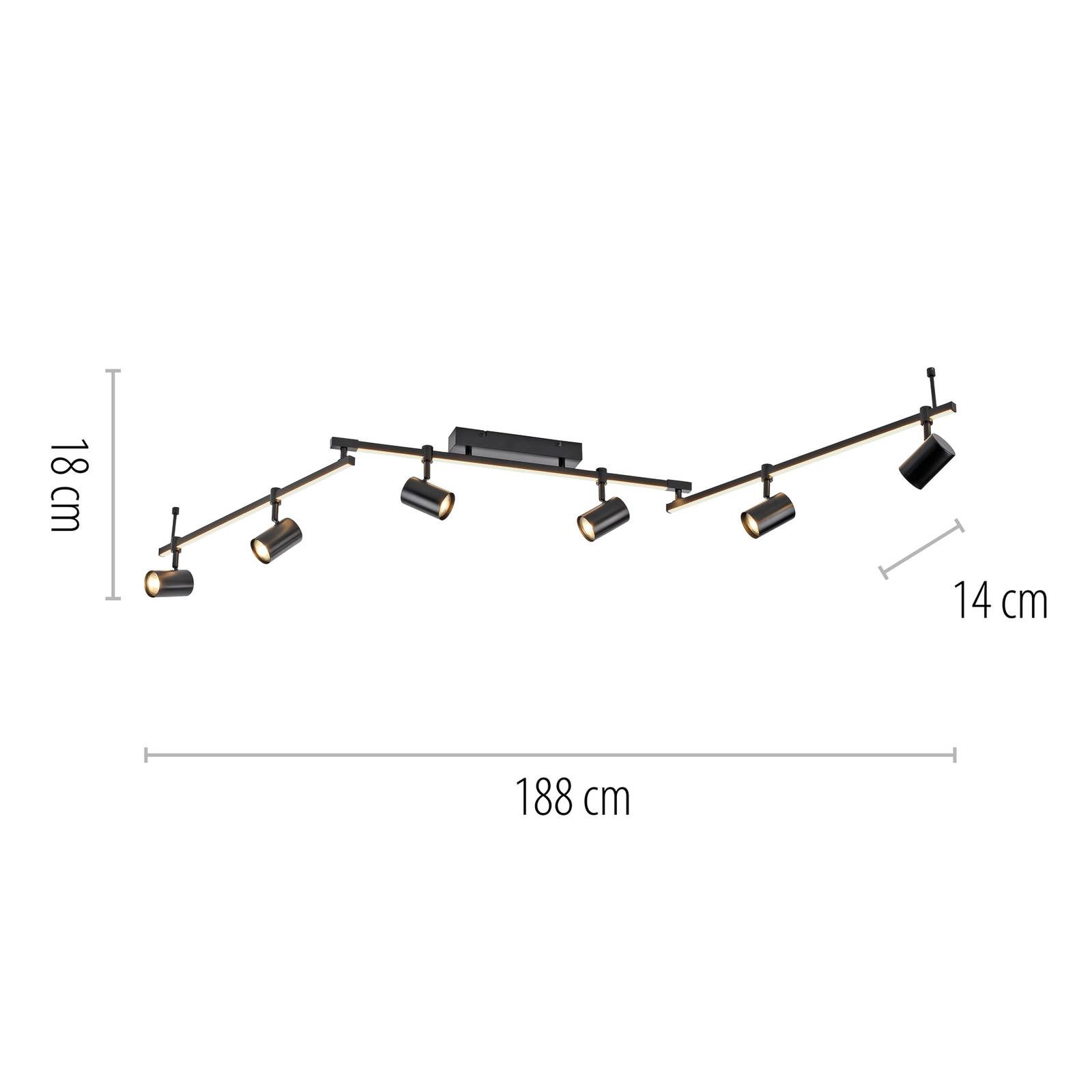 Paul Neuhaus Reflektor sufitowy LED Barik, 188 cm, regulowany