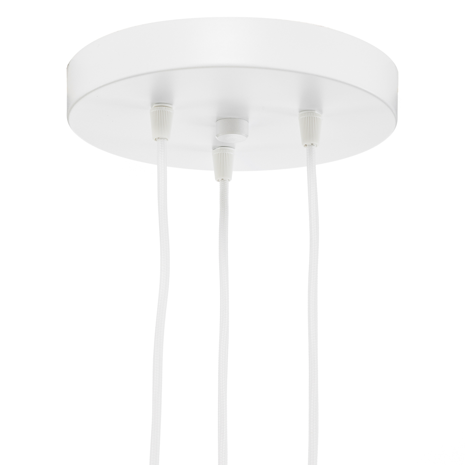 Thin pendant light, white, 3-bulb, rondel