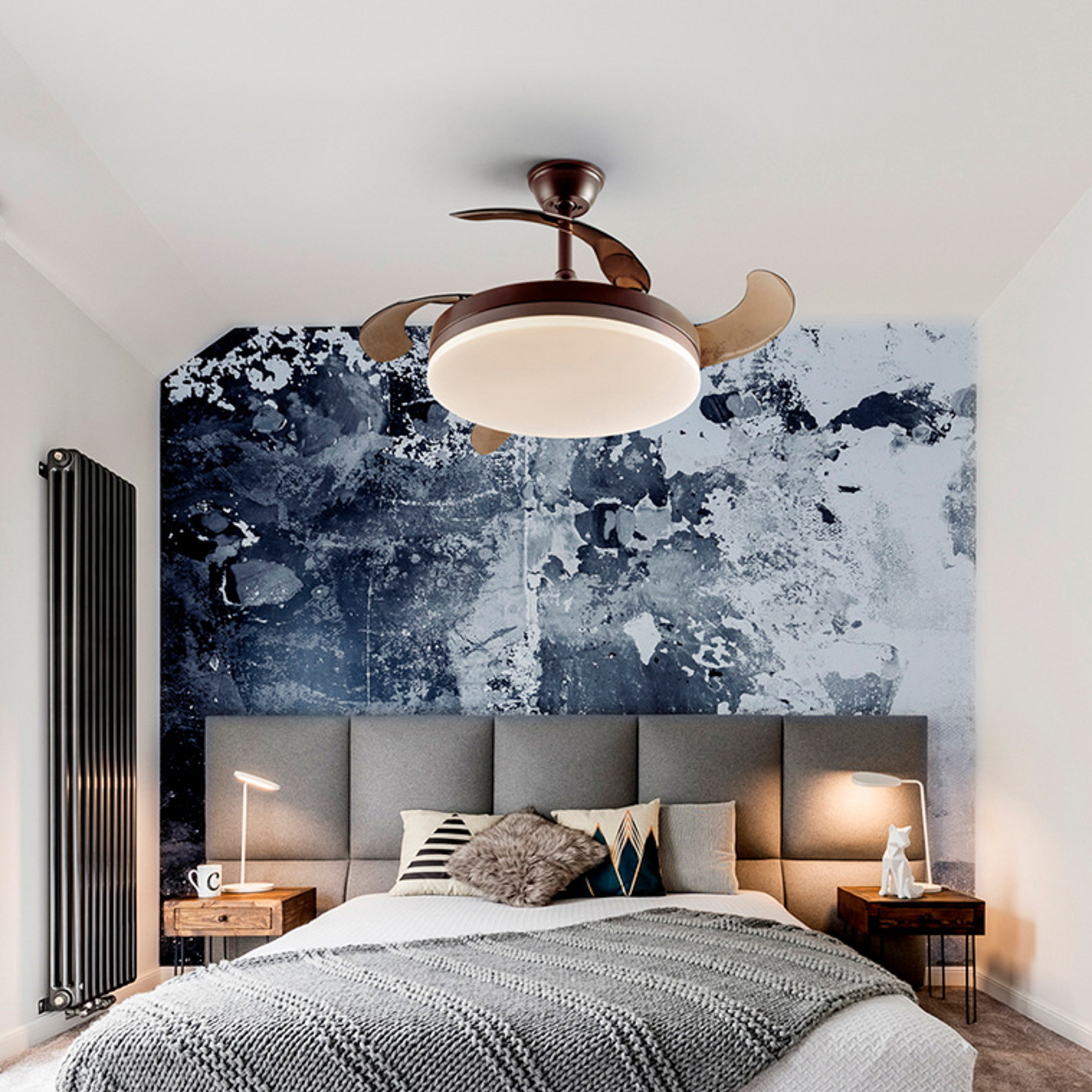 LED stropni ventilator Vento rjava/siva DC Ø 100 cm tih