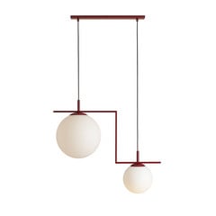 Lampada a sospensione Zac, opale/vinaccia, 2 luci