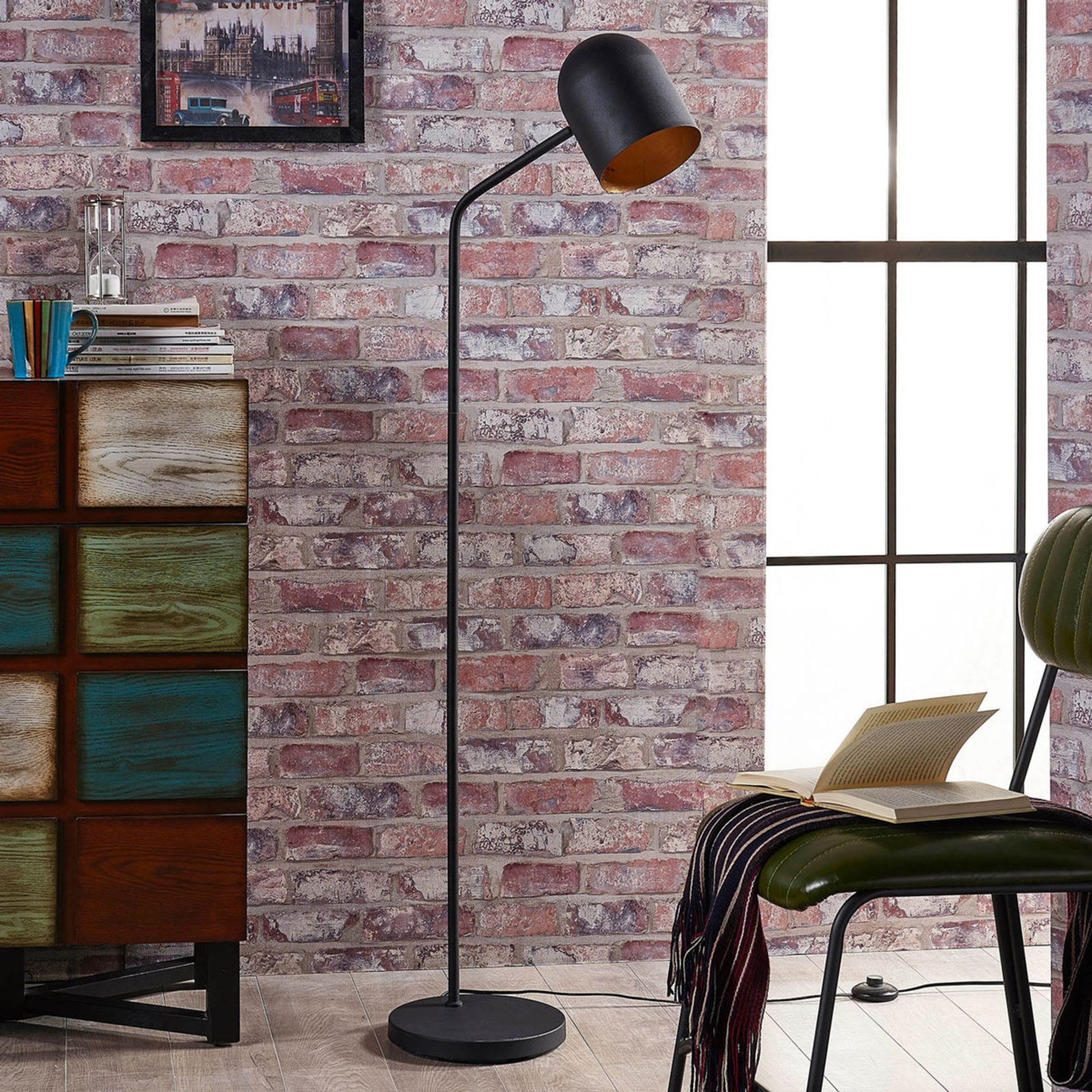 Morik Lampadaire Black/Gold - Lindby