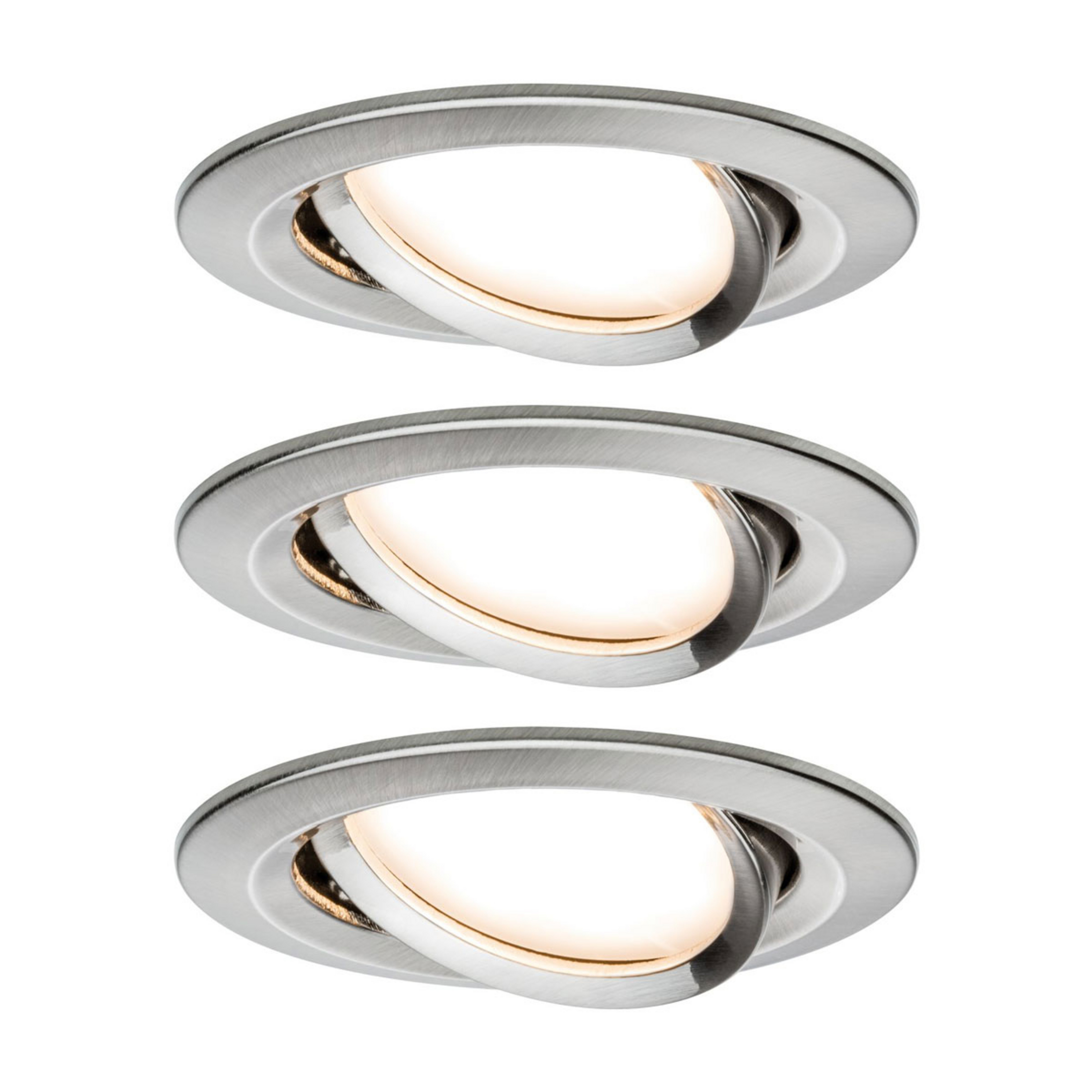 Nova Coin, lot de 3 spots ronds orientables, fer brossé - Paulmann