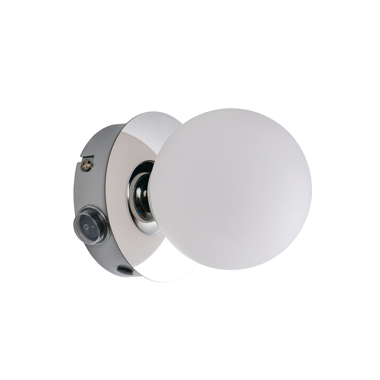 Sienas lampa „Alfio“, Ø 11 cm, hroma krāsā, metāls/stikls, IP44