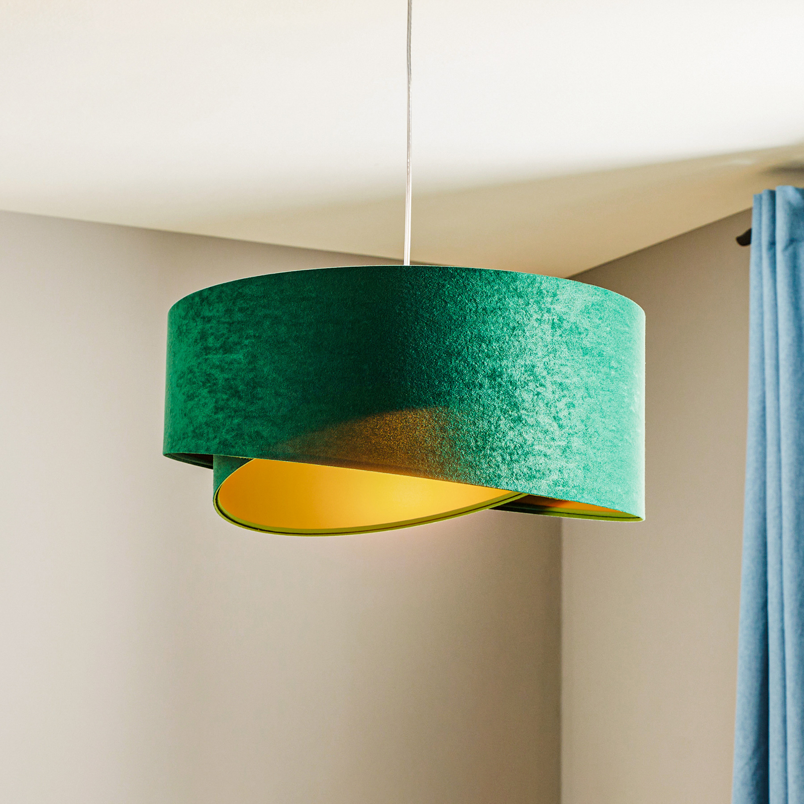 Vivien hanging light, two-tone, green/gold
