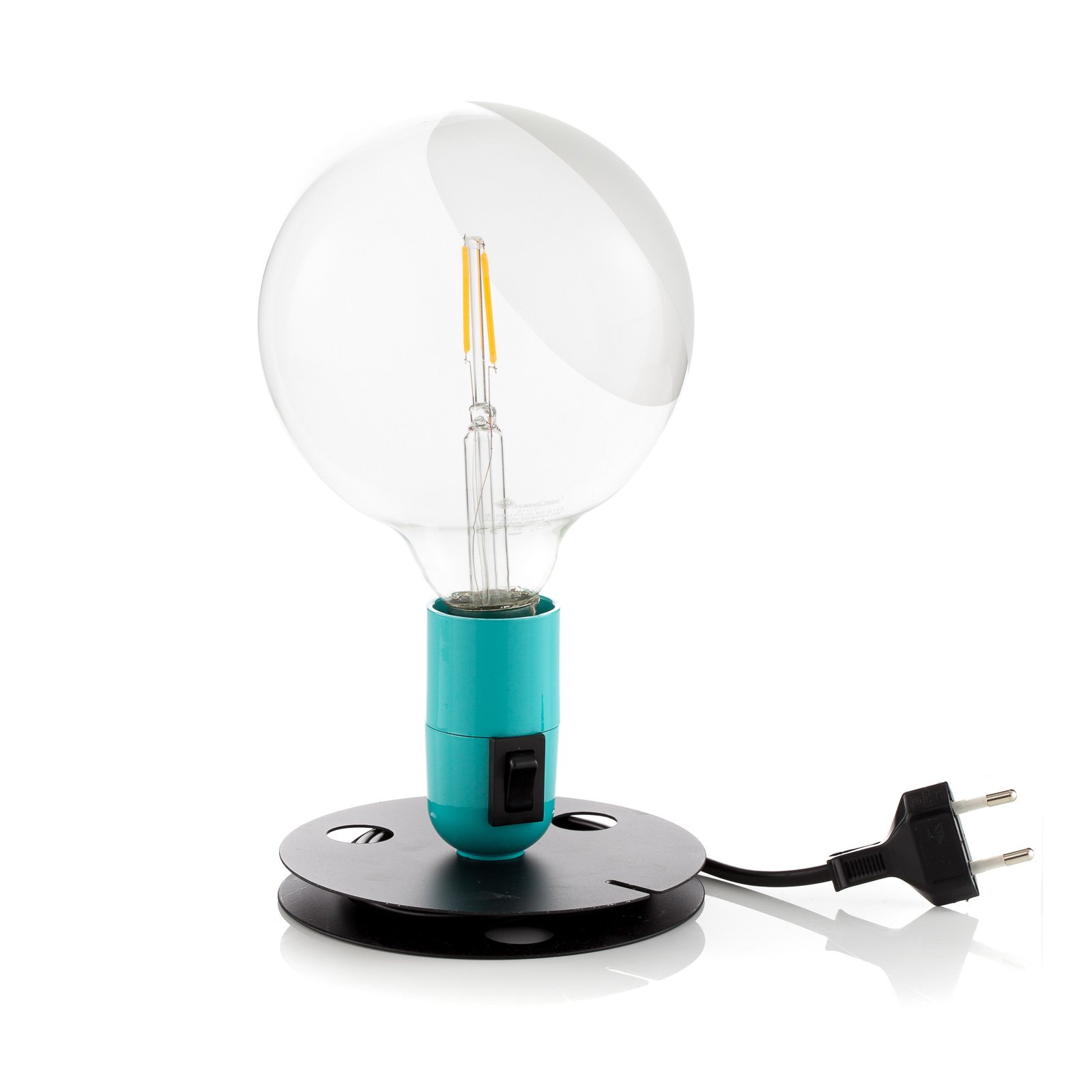 FLOS Lampadina LED-Tischlampe türkis, Fuß schwarz