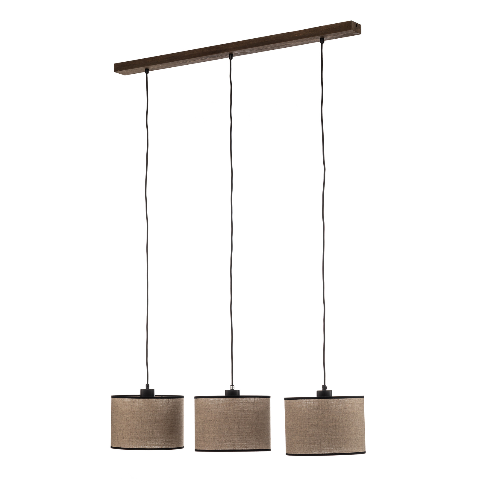 Hanglamp Tubo, noten, zwart/beige, 3-lamps