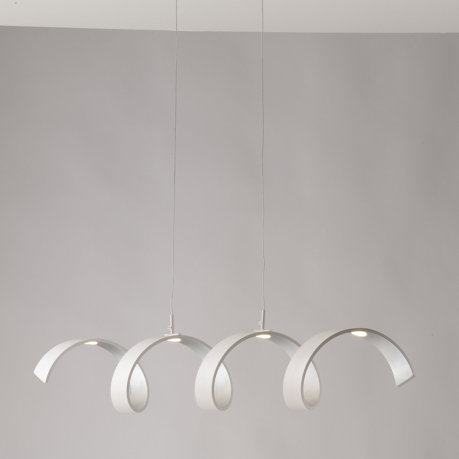 Helix LED-hængelampe, hvid, sølv, længde 80 cm