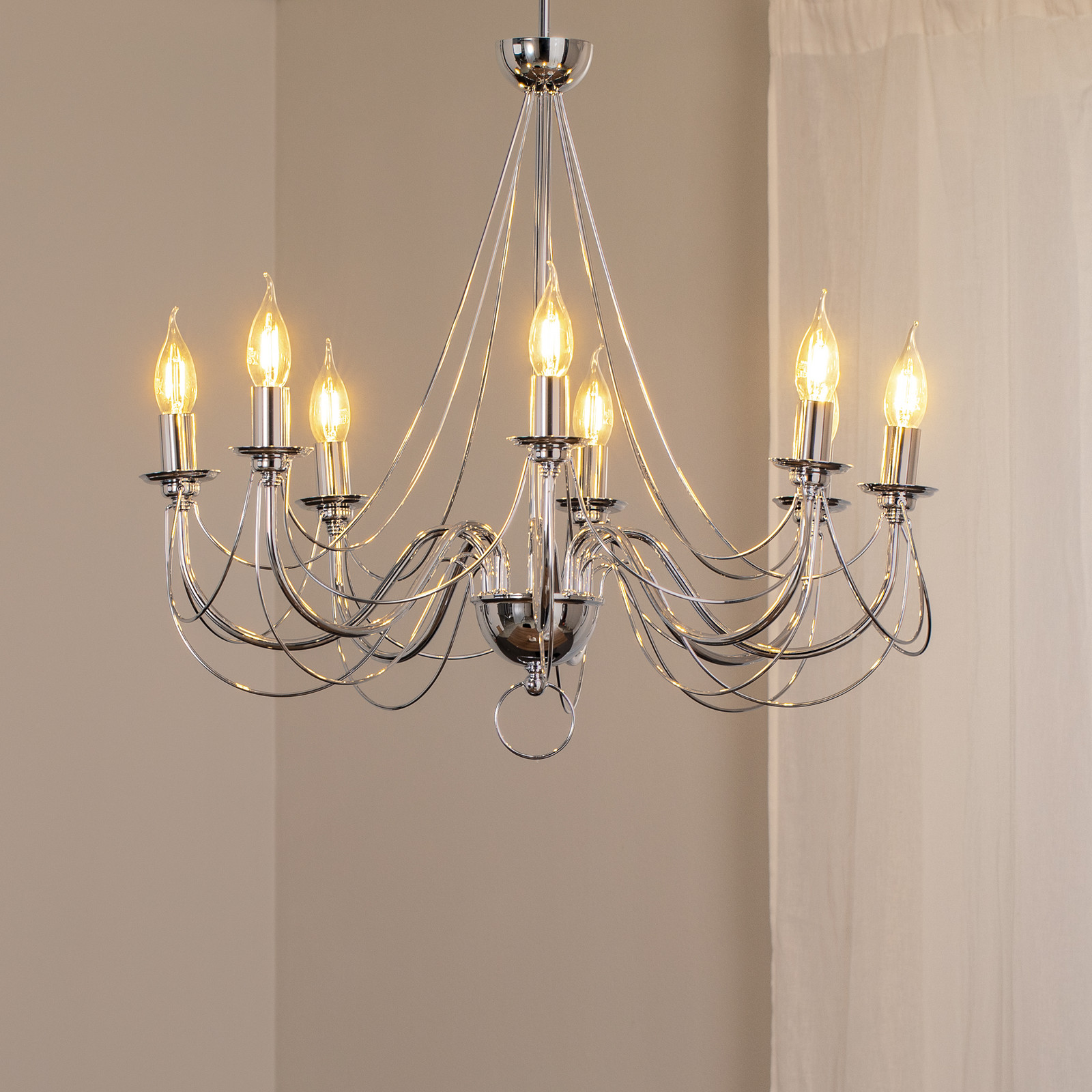 Domiluce Candelabru retro 8 becuri 75 cm cromat - Camera de zi / sufragerie - Metal