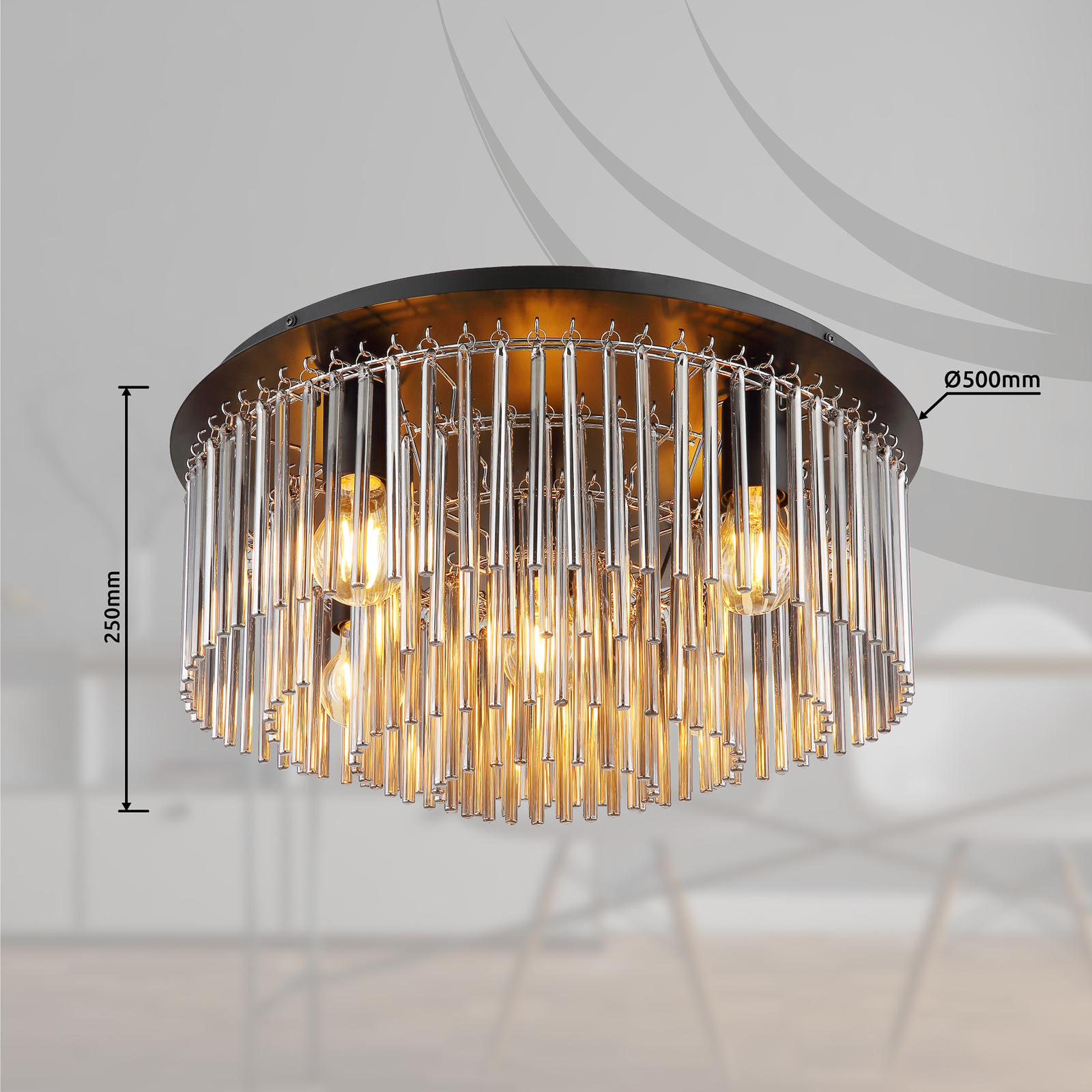Gorley ceiling light with glass pendant, Ø 50 cm
