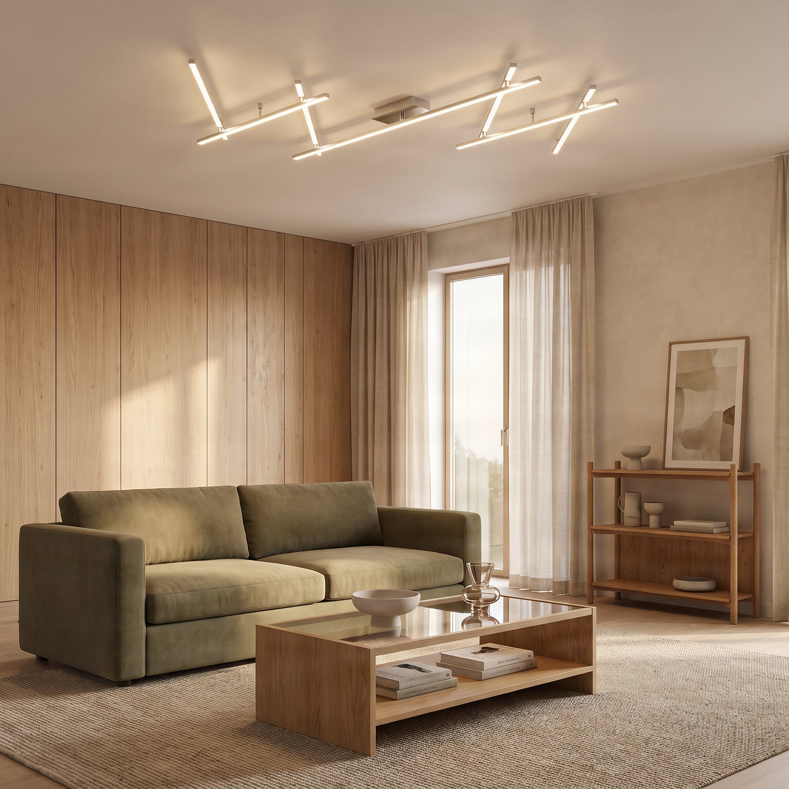 Lindby LED-loftlampe Kerem, 345 cm, nikkelfarvet, metal Lindby LED-loftlampe Kerem, 345 cm, nikkelfarvet, metal