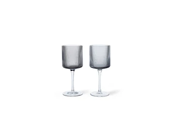 Ripple Blanc Wine Glasses Set of 2 Smoked Gris - Ferm Living