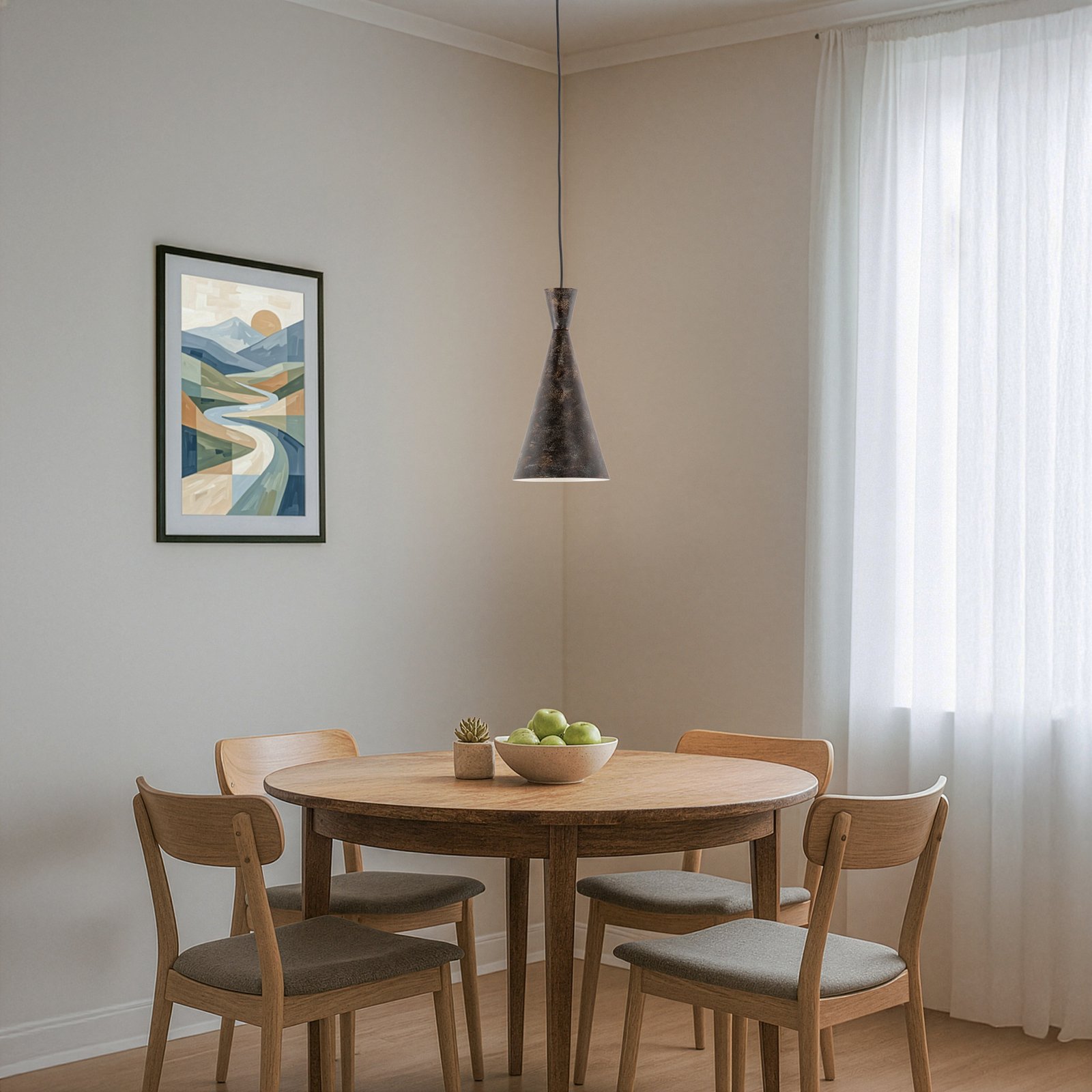 Tom pendant light, black-brown, metal, Ø 19 cm, E27