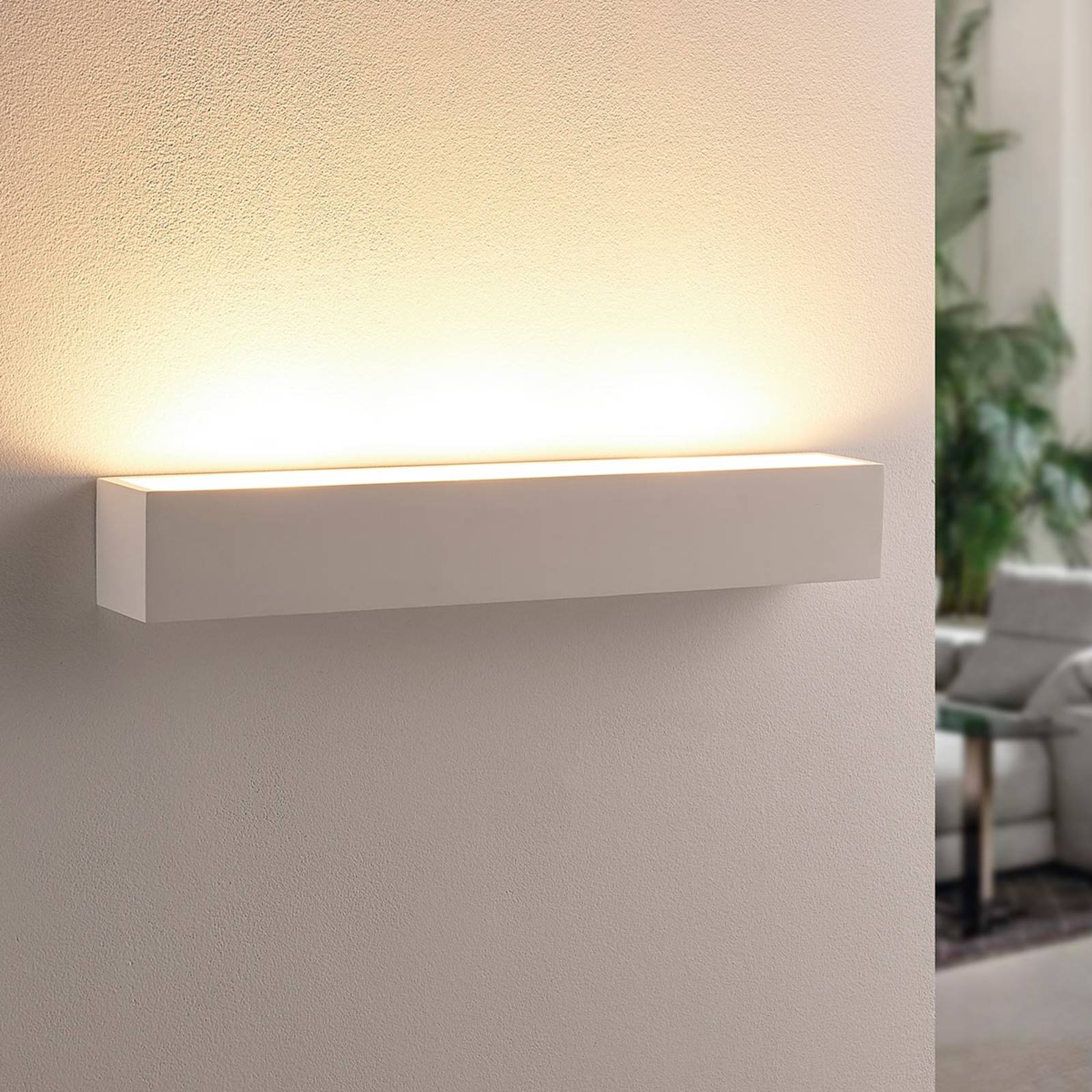 Lindby LED-wandlamp - Woon-/ Eetkamer - dimbaar - Modern - wit / opaal - gips