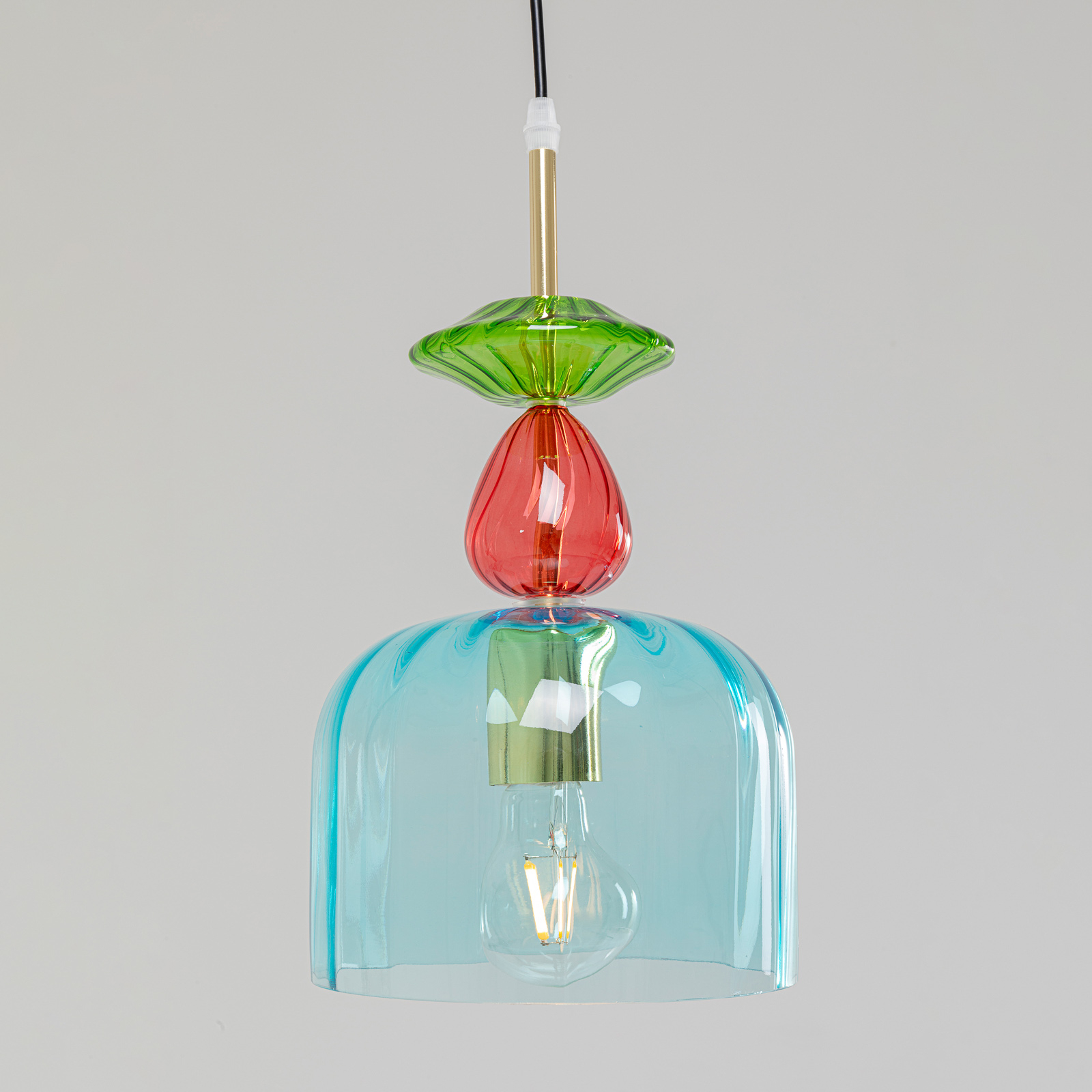 Kare KARE Goblet Colore hanging light, glass, blue, for Living / Dining Room, glass, steel, E27, 40 W, energy efficiency: A++